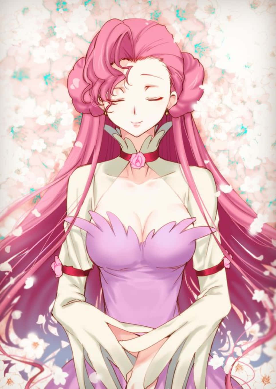 Euphemia Li Britannia, pink hair, cherry blossom background, HD Phone Wallpaper