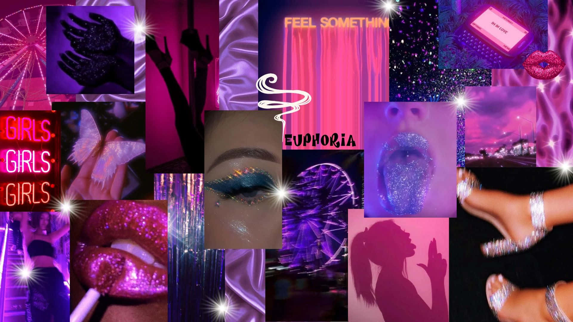 EUPHORIA, neon pink, purple, Full HD Desktop Wallpaper