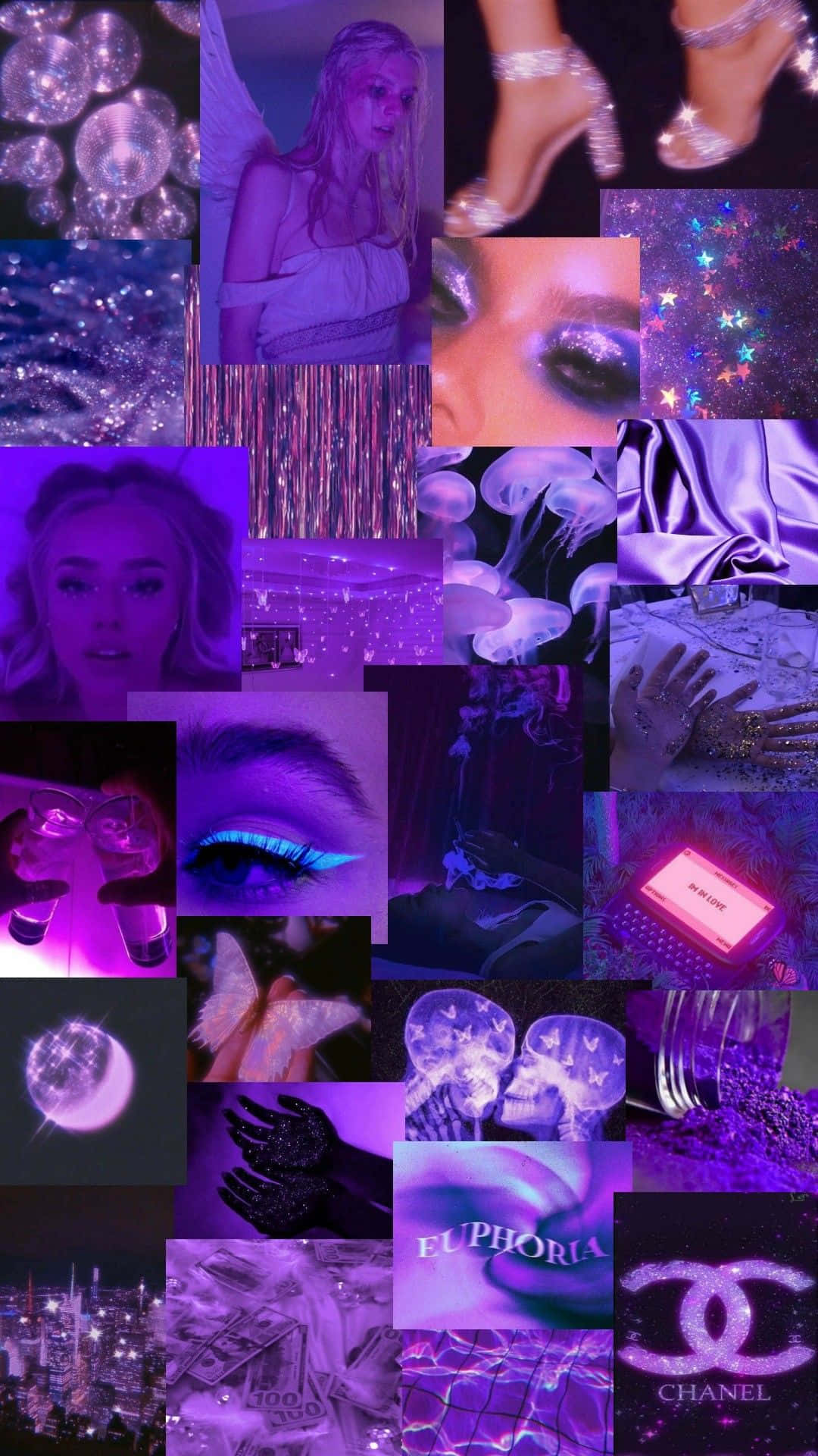 Euphoria Aesthetic, purple hues, glittery disco balls, Full HD Phone Wallpaper