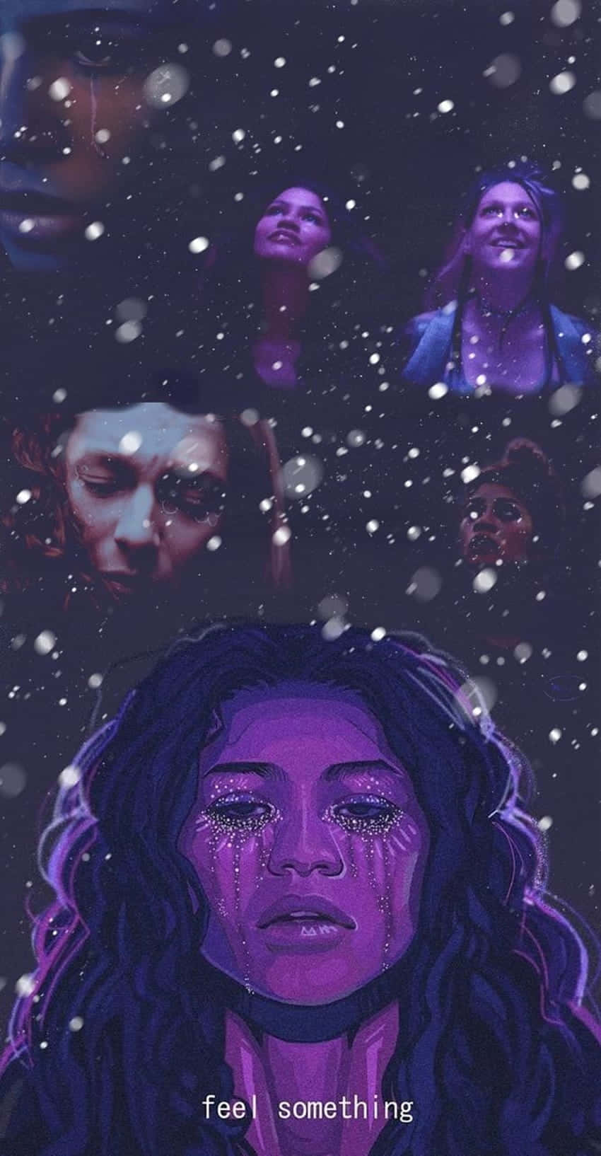 Euphoria HBO iPhone, purple-hued, multiple faces, HD Phone Wallpaper
