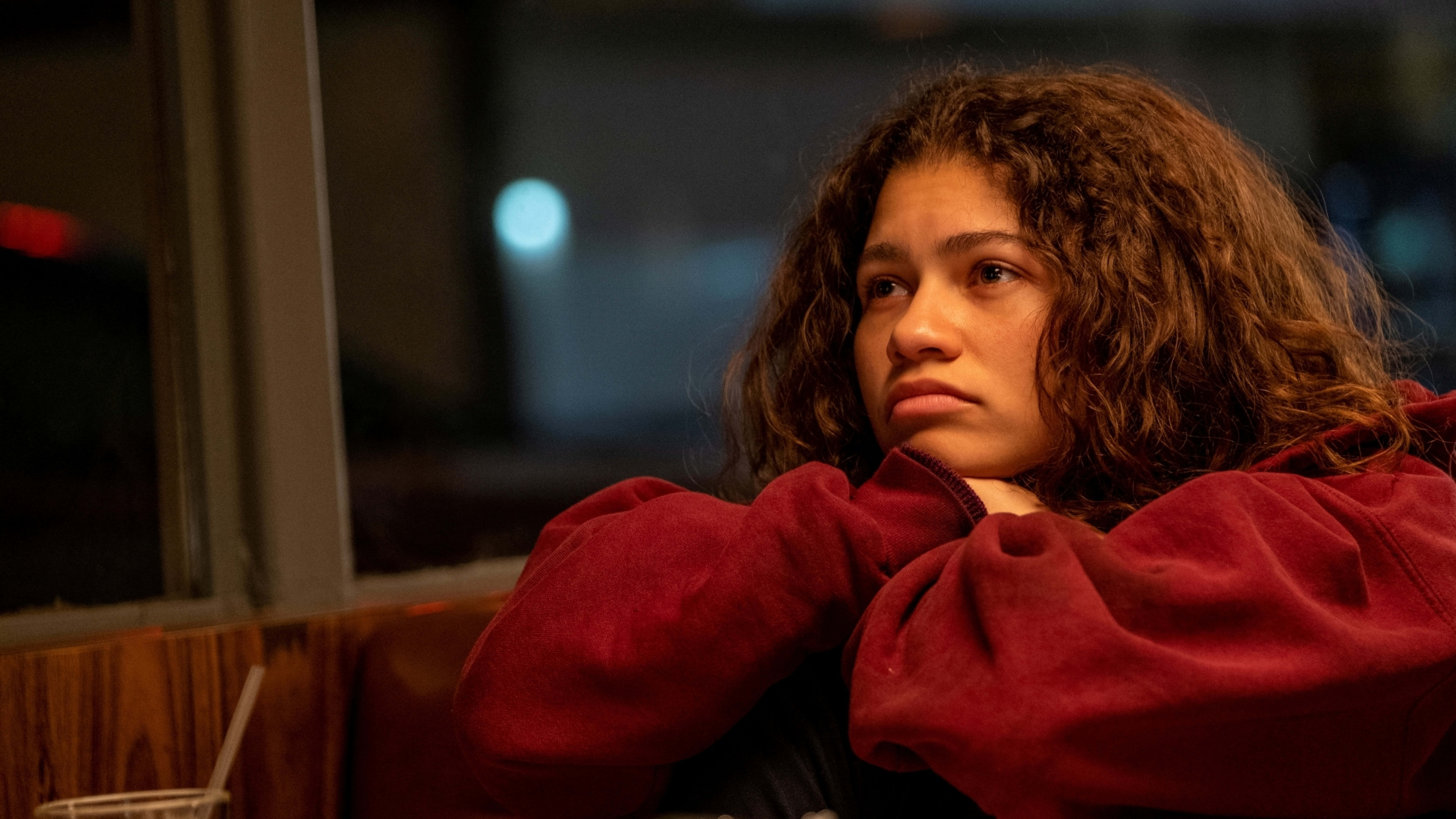 Euphoria HBO, iPhone, red hoodie, 8K Desktop Wallpaper