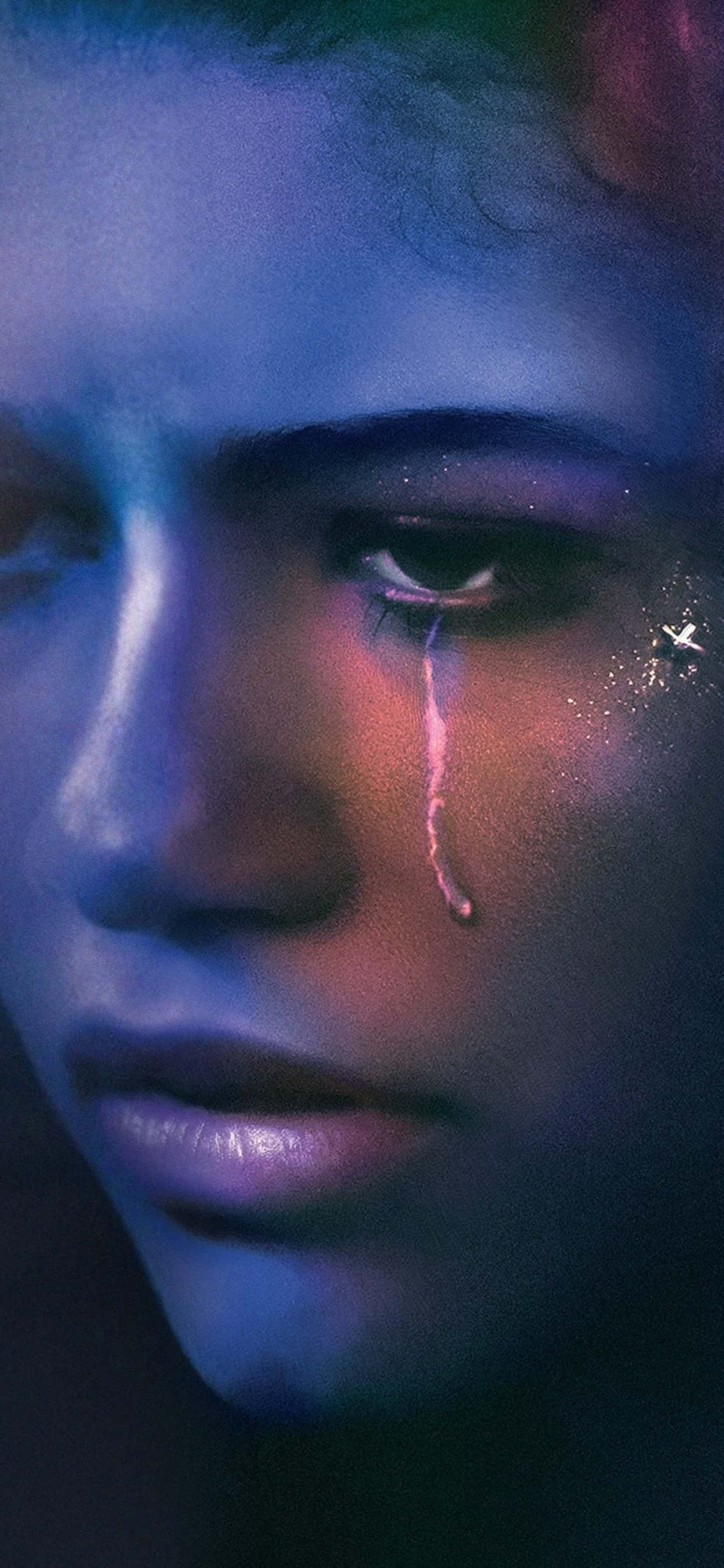 Euphoria HBO iPhone, neon blue, pink, 2K Phone Wallpaper