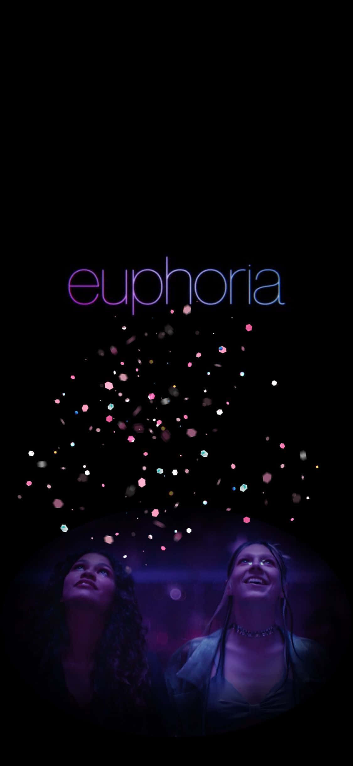 Euphoria Season 2, glowing title euphoria, colorful particles, Full HD Phone Wallpaper