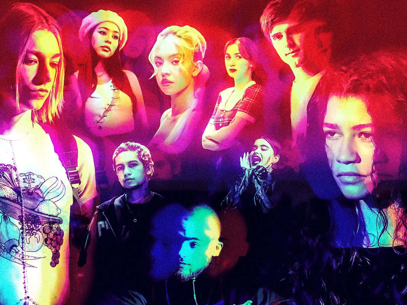 Euphoria Season 2, neon lighting, dramatic shadows, HD Desktop Wallpaper