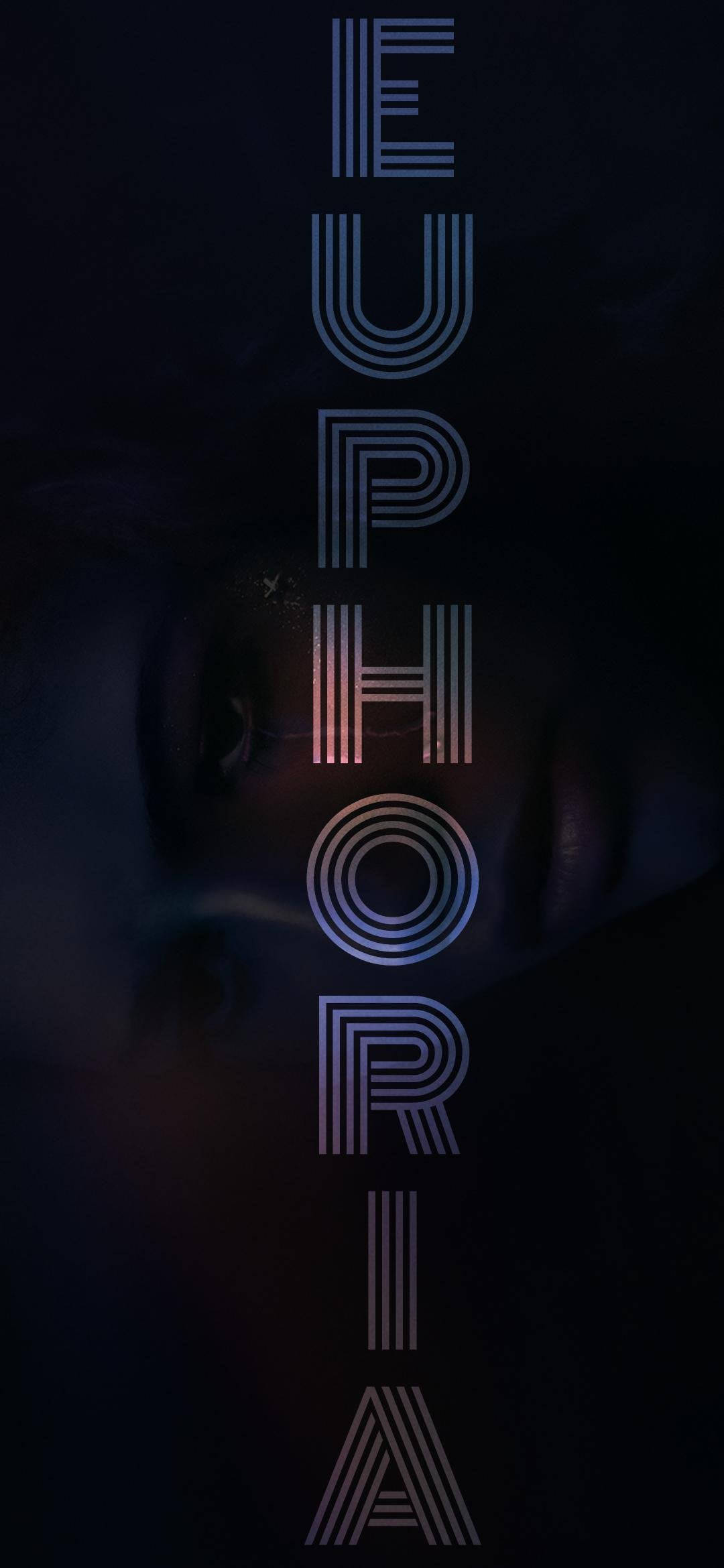 EUPHORIA, neon-lit geometric letters, vertical word, Full HD Phone Wallpaper