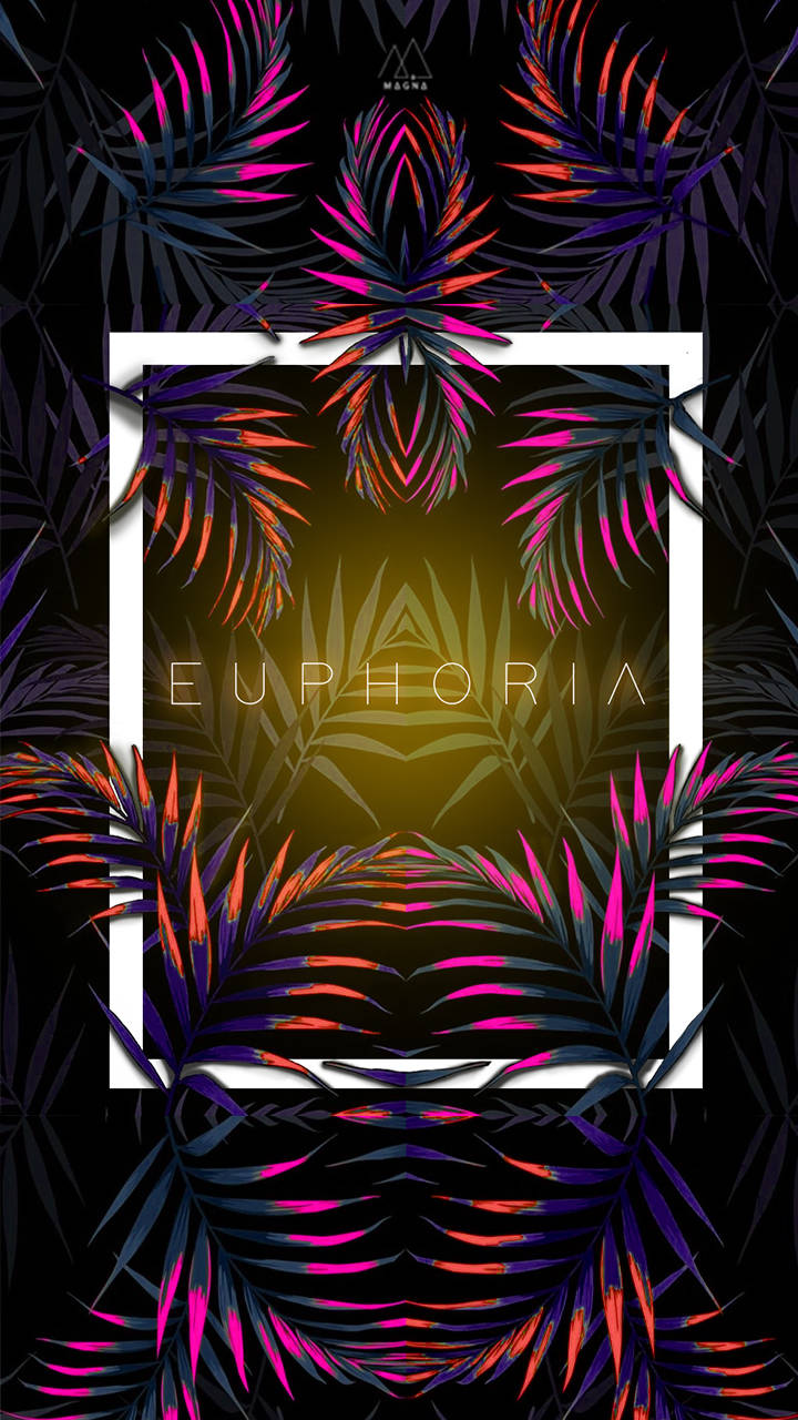 Euphoria, neon palm leaves, pink orange and purple, HD Phone Wallpaper
