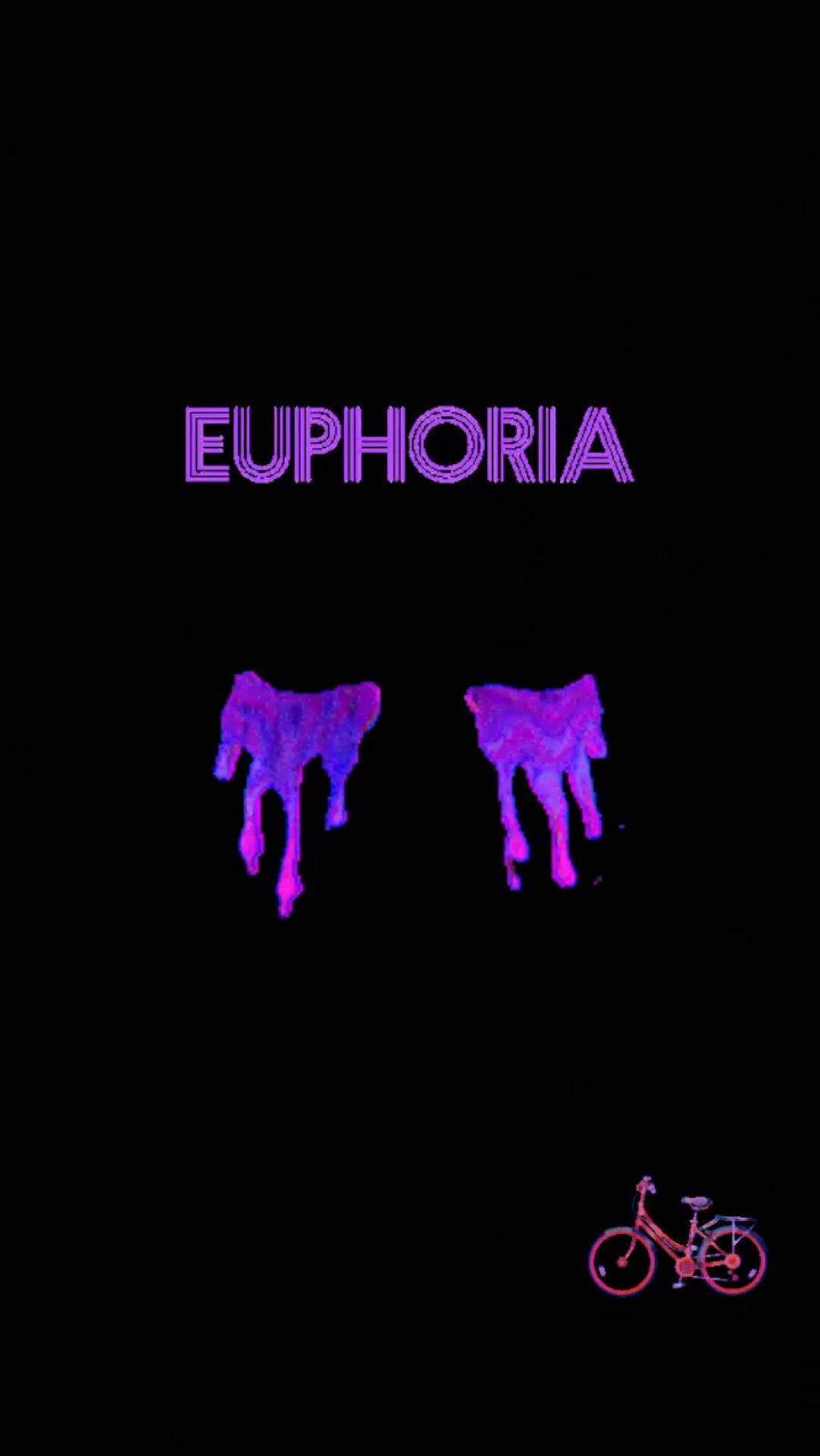 Euphoria, purple tears, glowing purple text, Full HD Phone Wallpaper