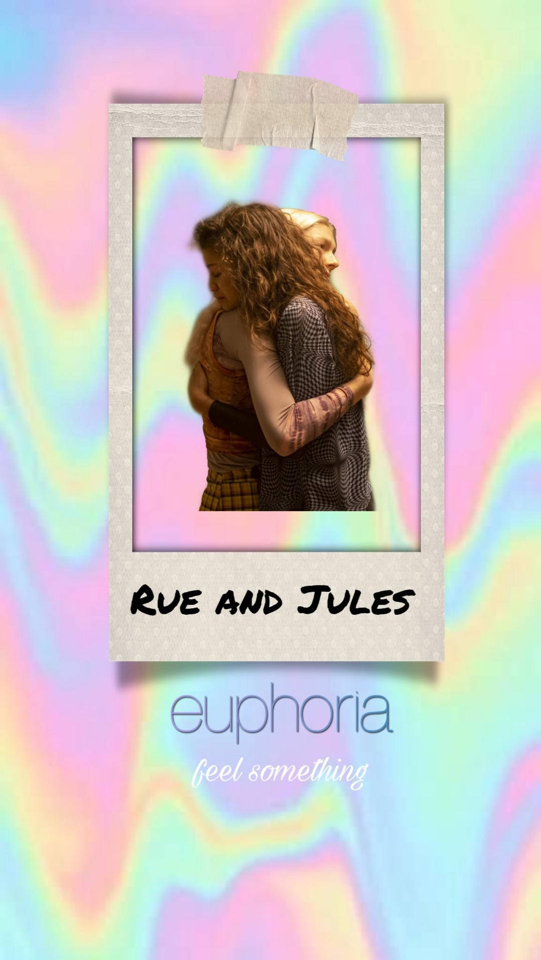 Euphoria, rainbow holographic, Polaroid frame, HD Phone Wallpaper