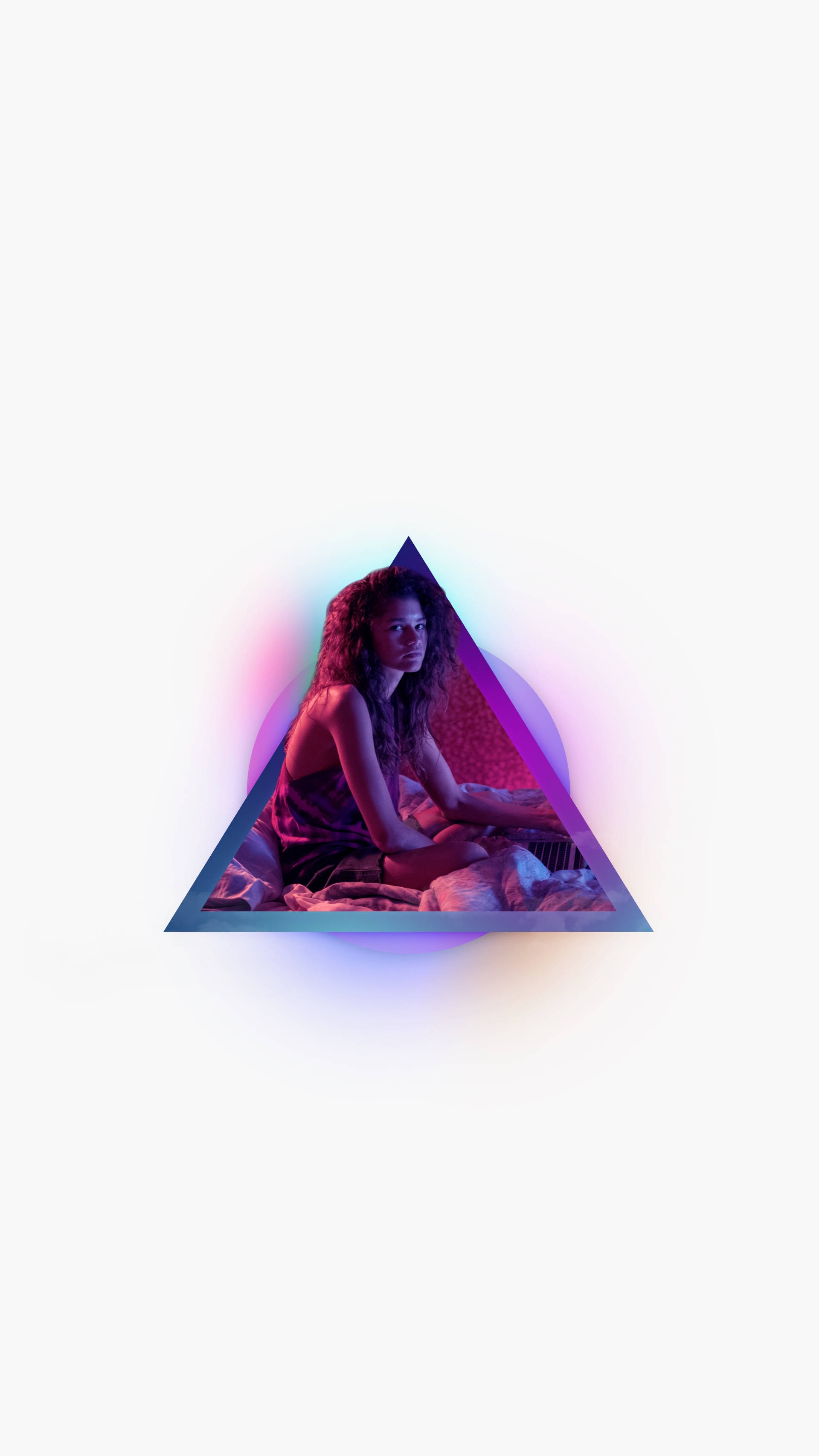 Euphoria, white triangle, neon triangle, 2K Phone Wallpaper