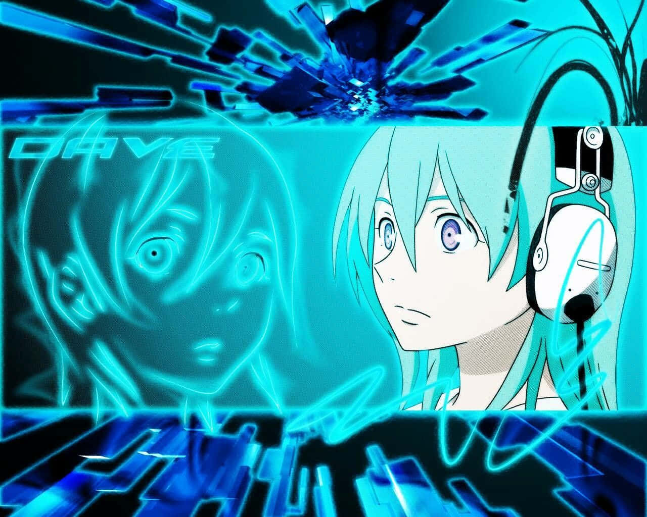 Eureka Seven, cyber theme, glowing cyan, HD Desktop Wallpaper