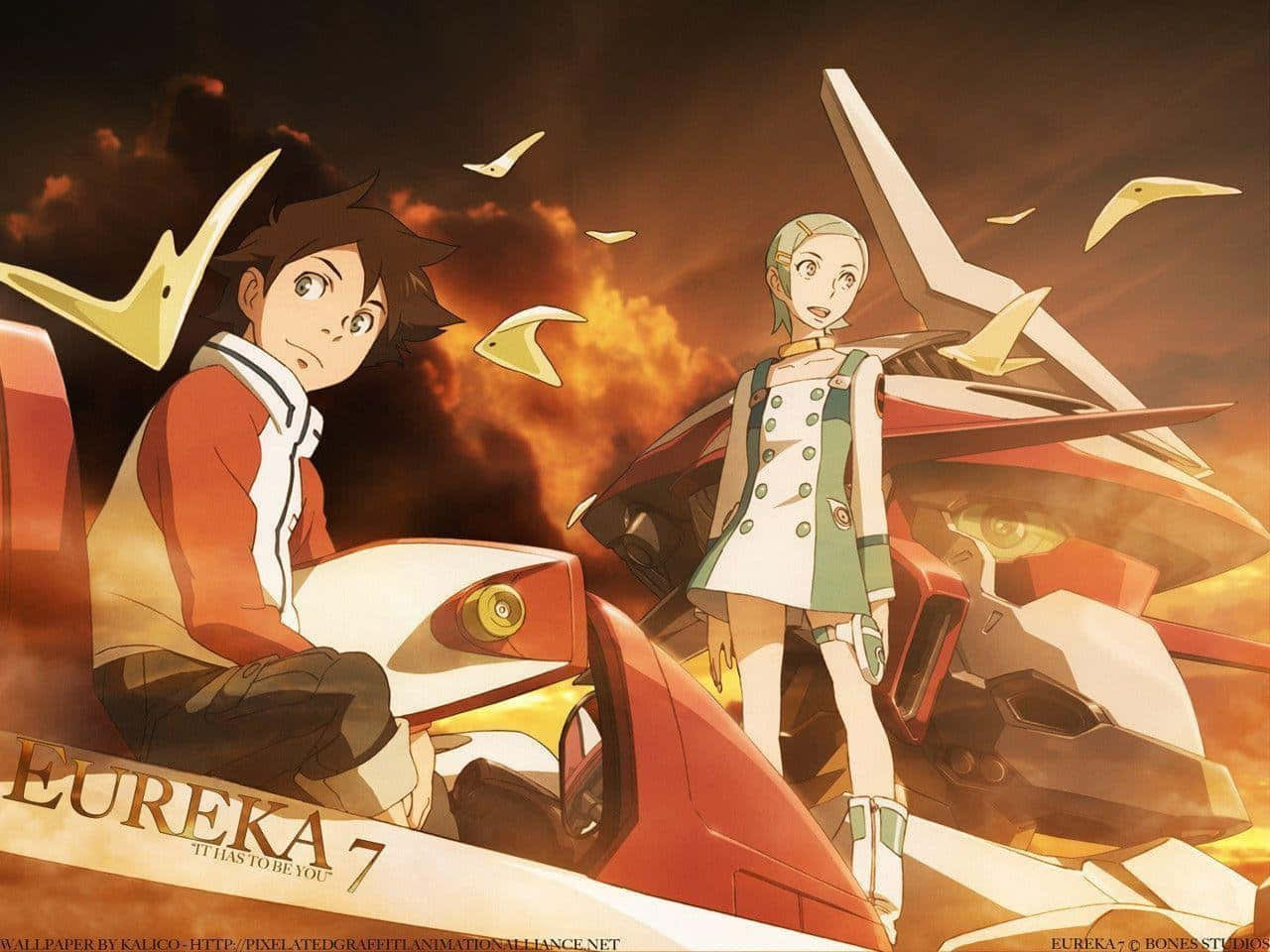 Eureka Seven, mecha, red and white mech, HD Desktop Wallpaper
