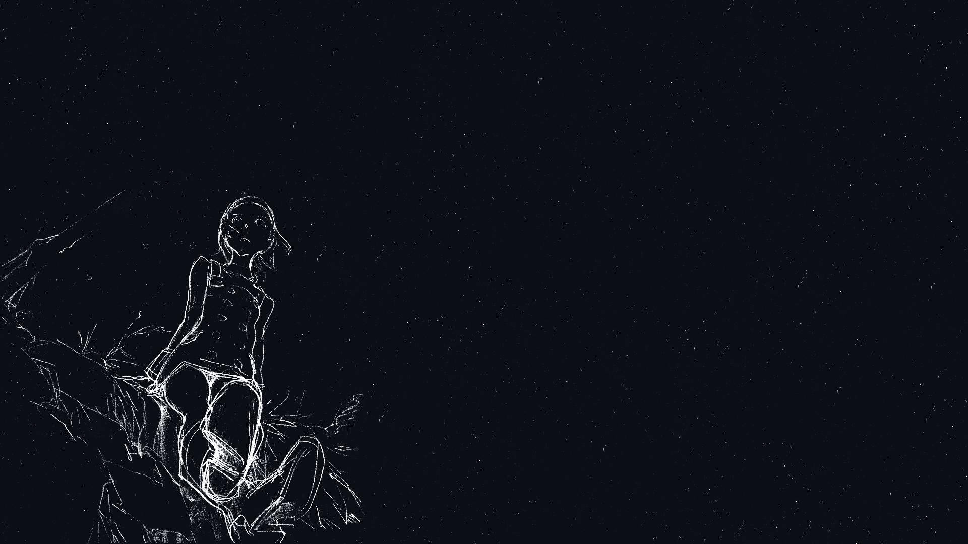 Eureka Seven, Black & White, starry night sky, Full HD Desktop Wallpaper