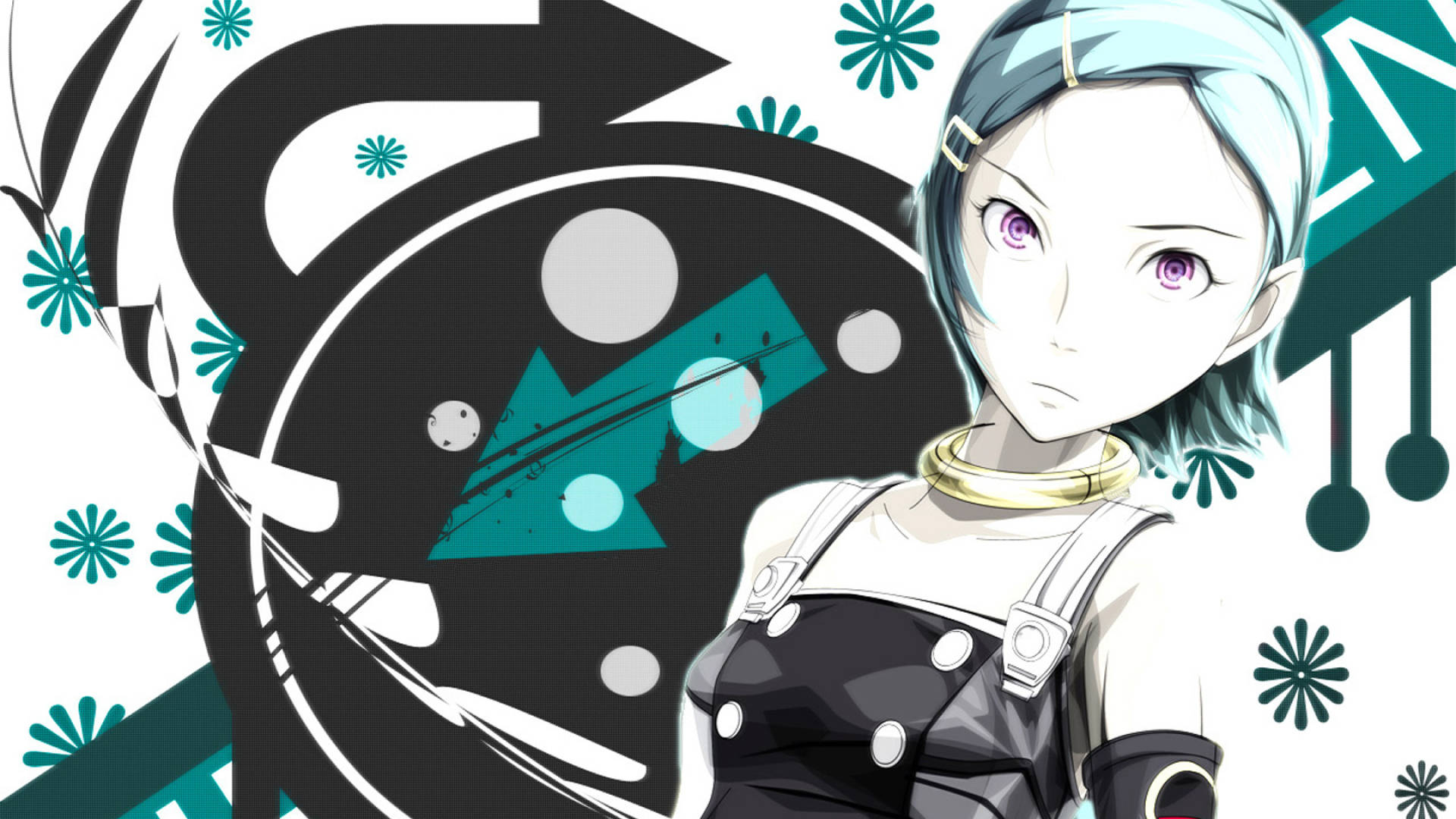Eureka Seven, teal hair, purple eyes, Full HD Desktop Wallpaper