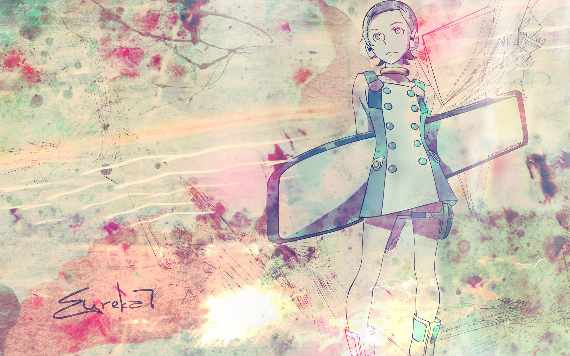 Eureka Seven, anime girl, futuristic outfit, Full HD Desktop Wallpaper