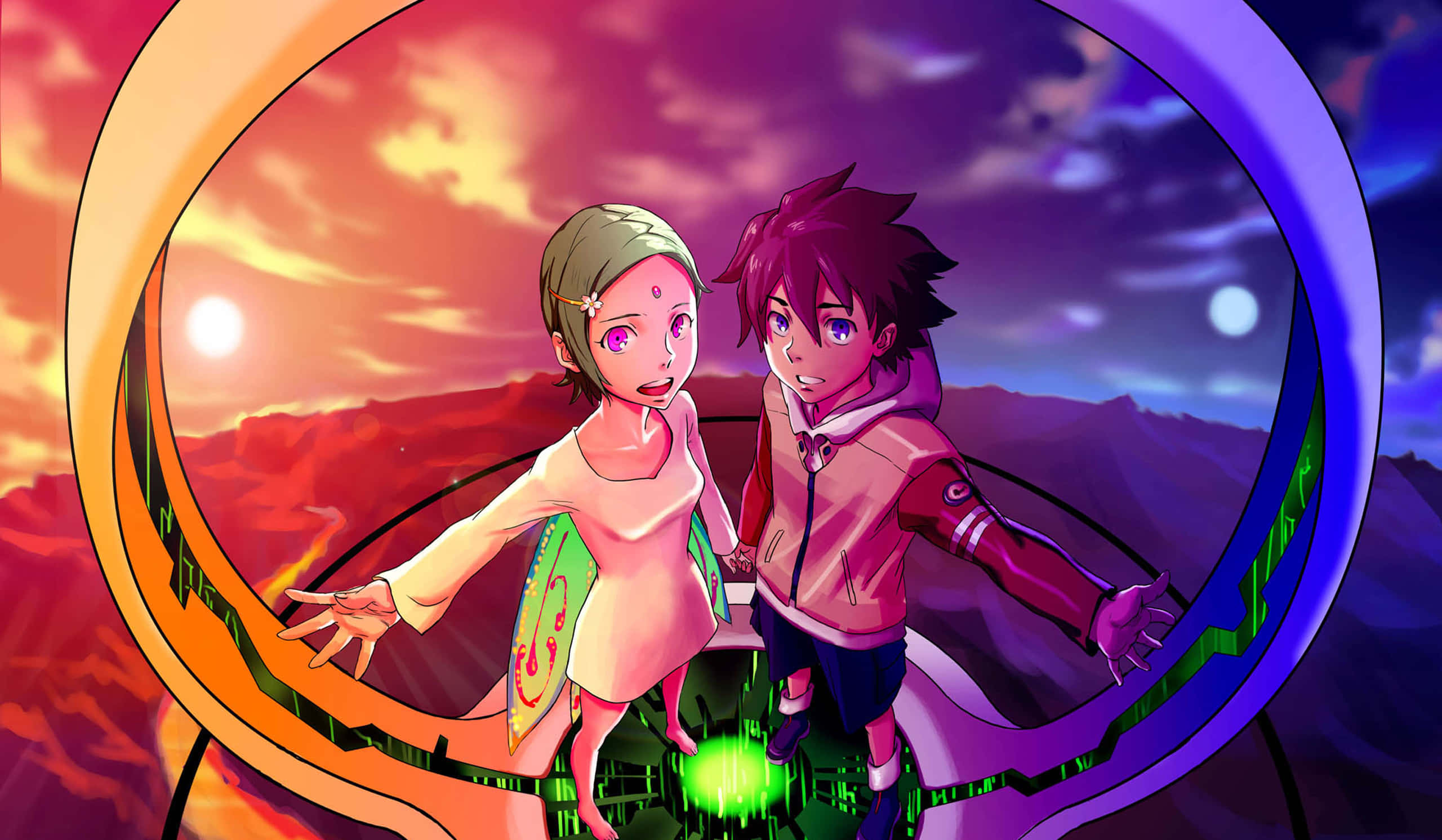 Eureka Seven, anime, sunset, 2K Desktop Wallpaper