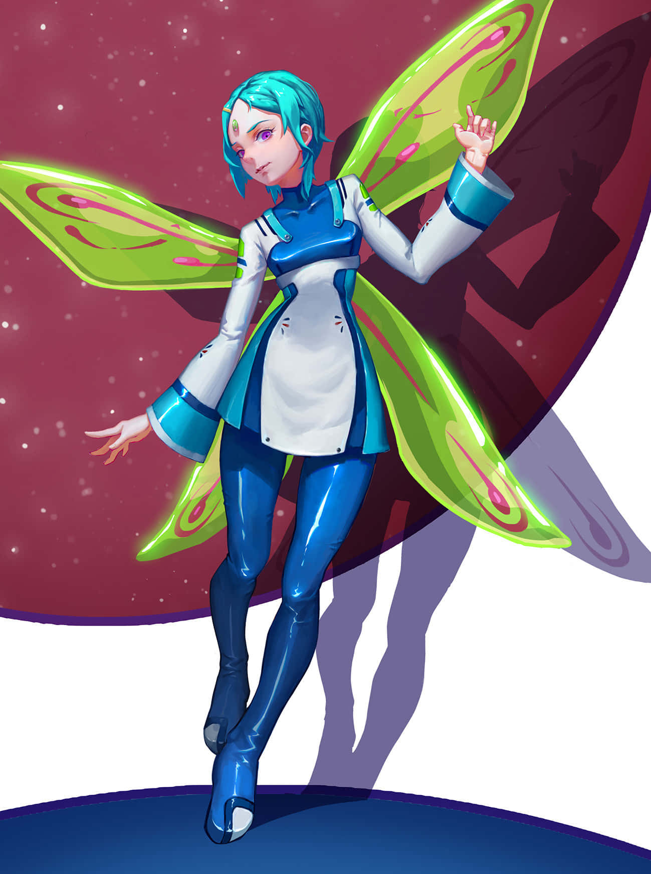 Eureka Seven Eureka, glowing green wings, blue cybernetic outfit, HD Phone Wallpaper
