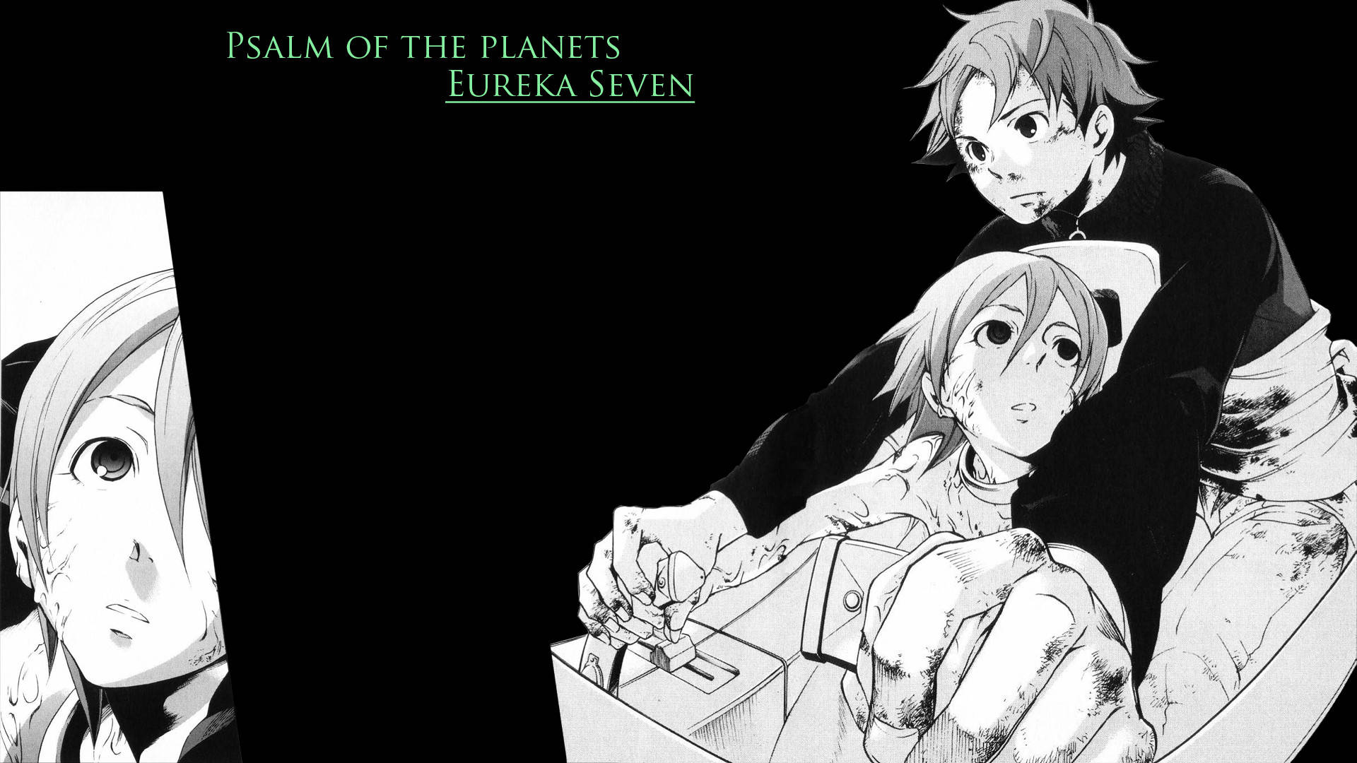 Eureka Seven, black and white scene, dramatic expressions, Full HD Desktop Wallpaper