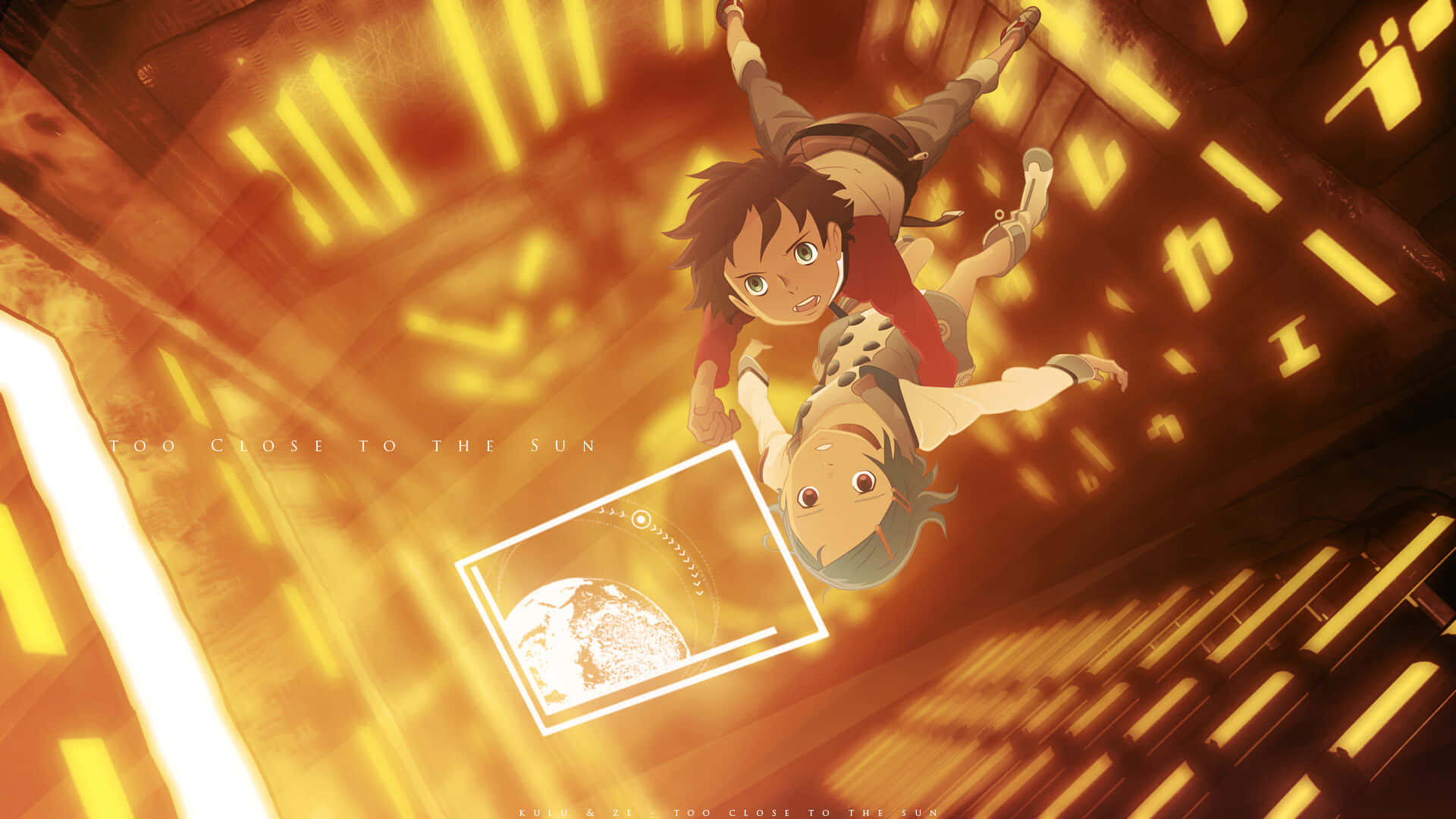 Eureka Seven, Eureka Seven Characters, golden-hued futuristic corridor, Full HD Desktop Wallpaper