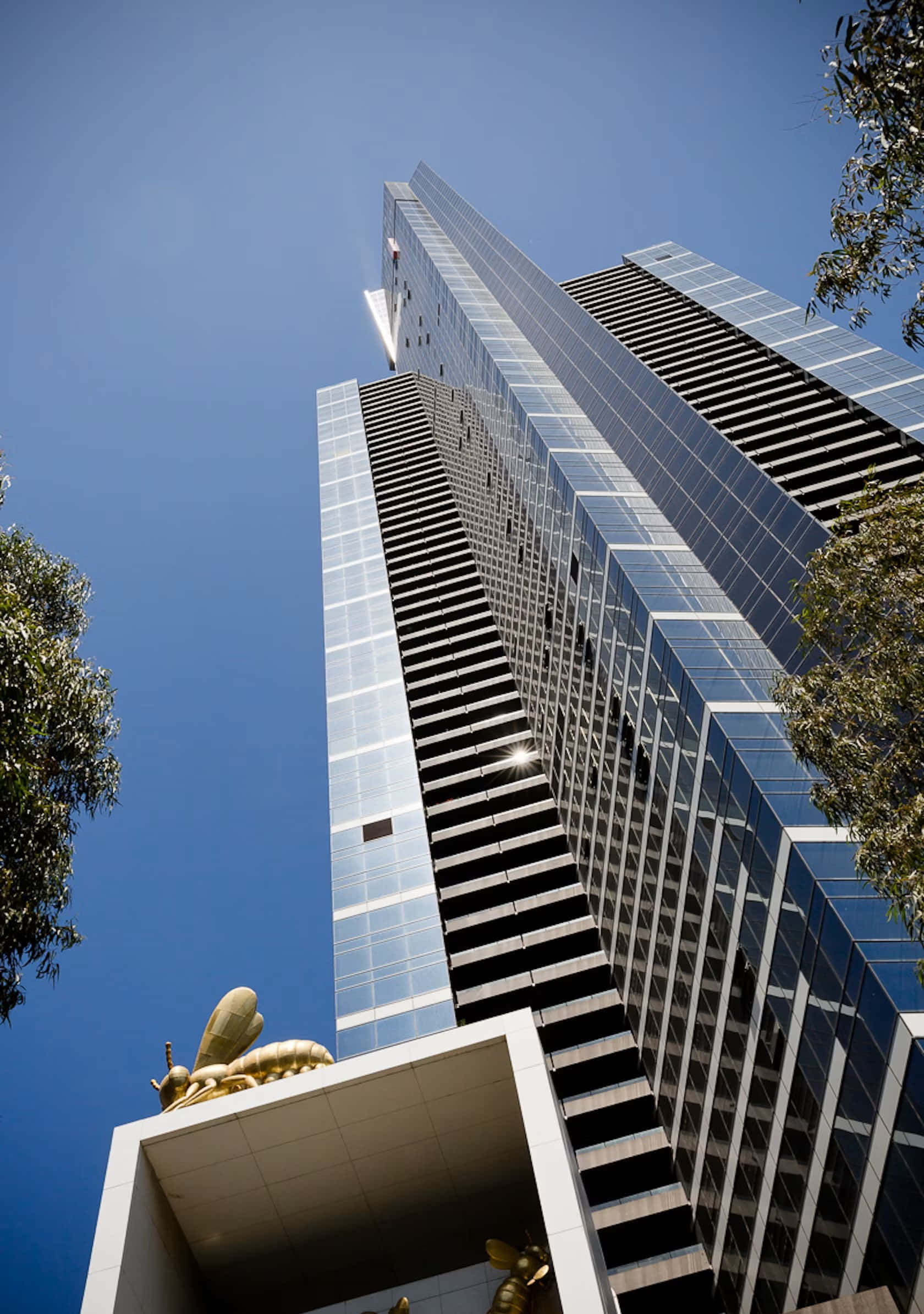 Eureka Tower, glass skyscraper, black horizontal bands, Full HD Phone Wallpaper