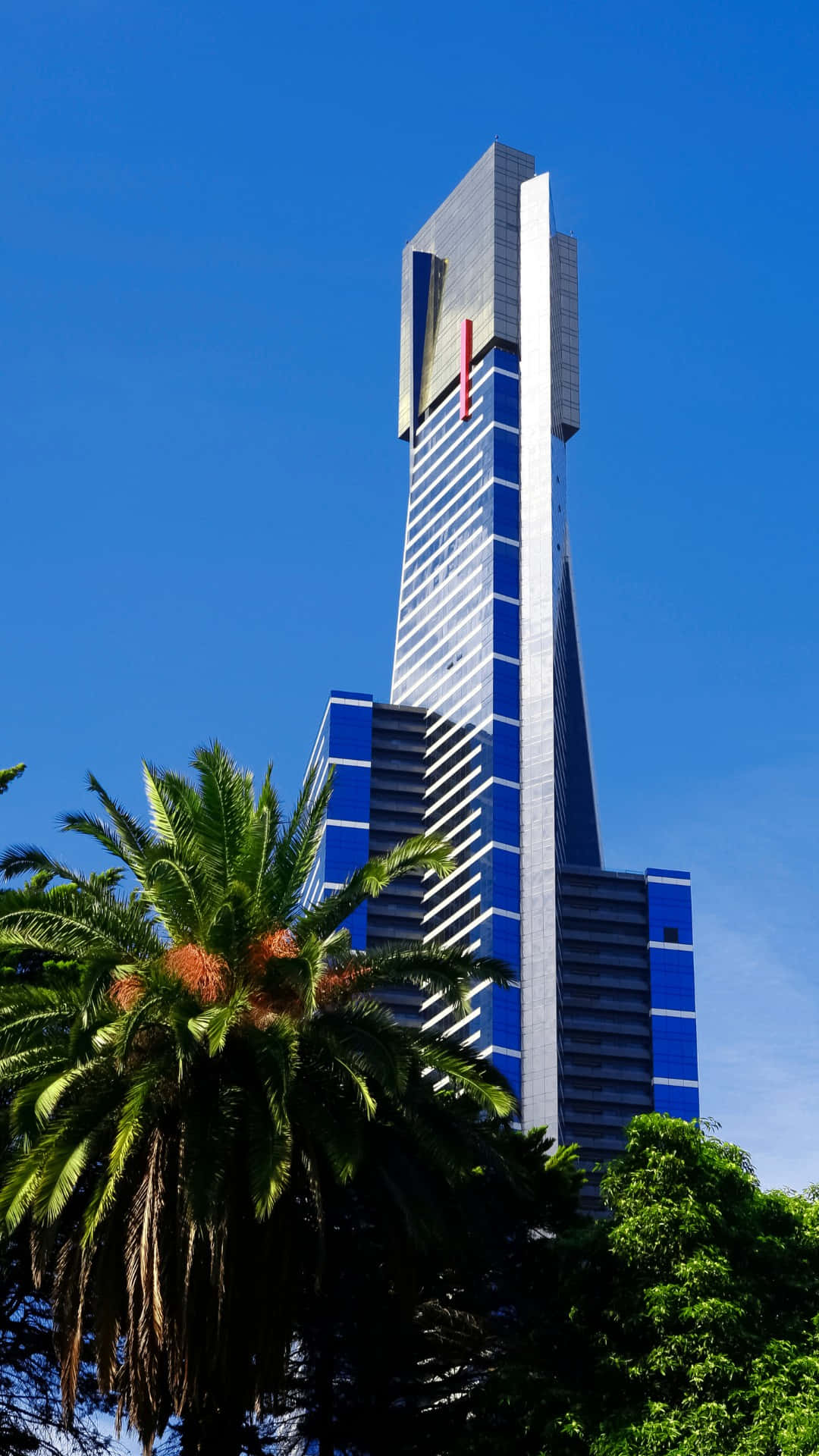 Eureka Tower, blue and silver, clear blue sky, Full HD Phone Wallpaper
