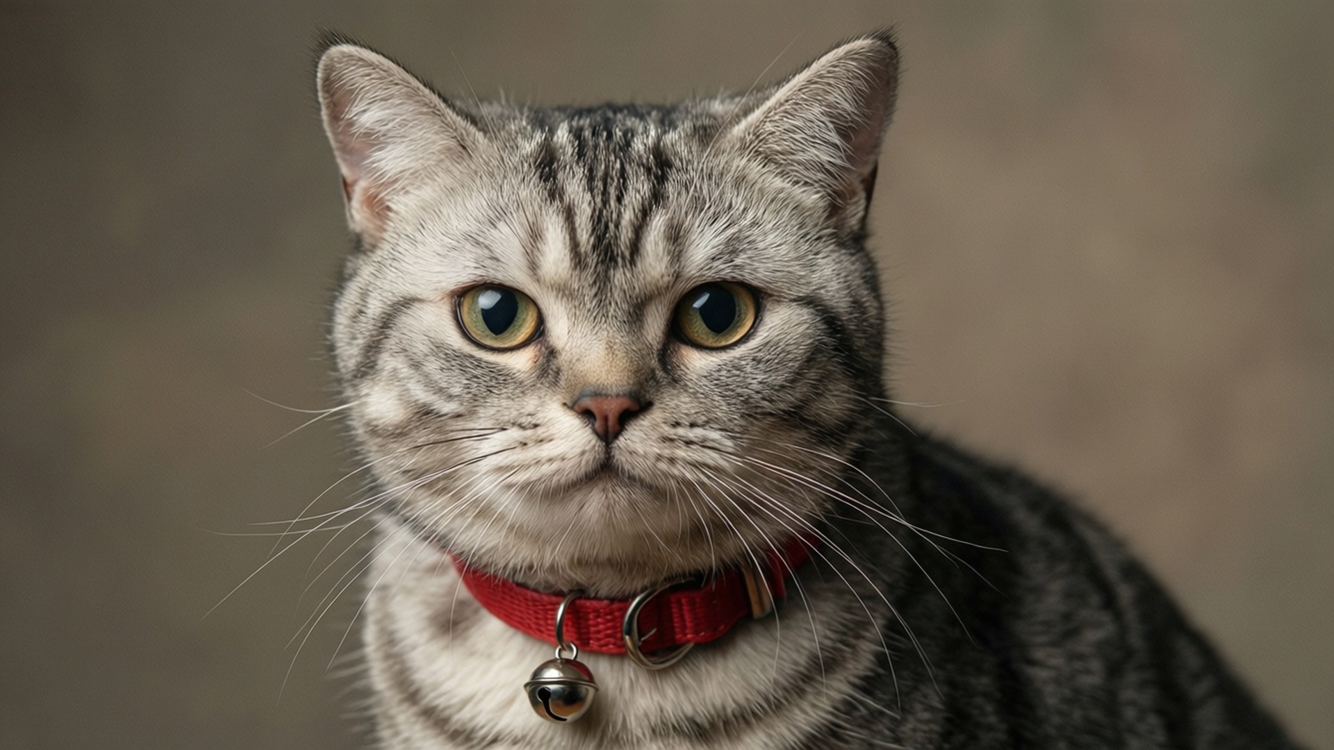 European Shorthair, collar, bell, Full HD Desktop Wallpaper