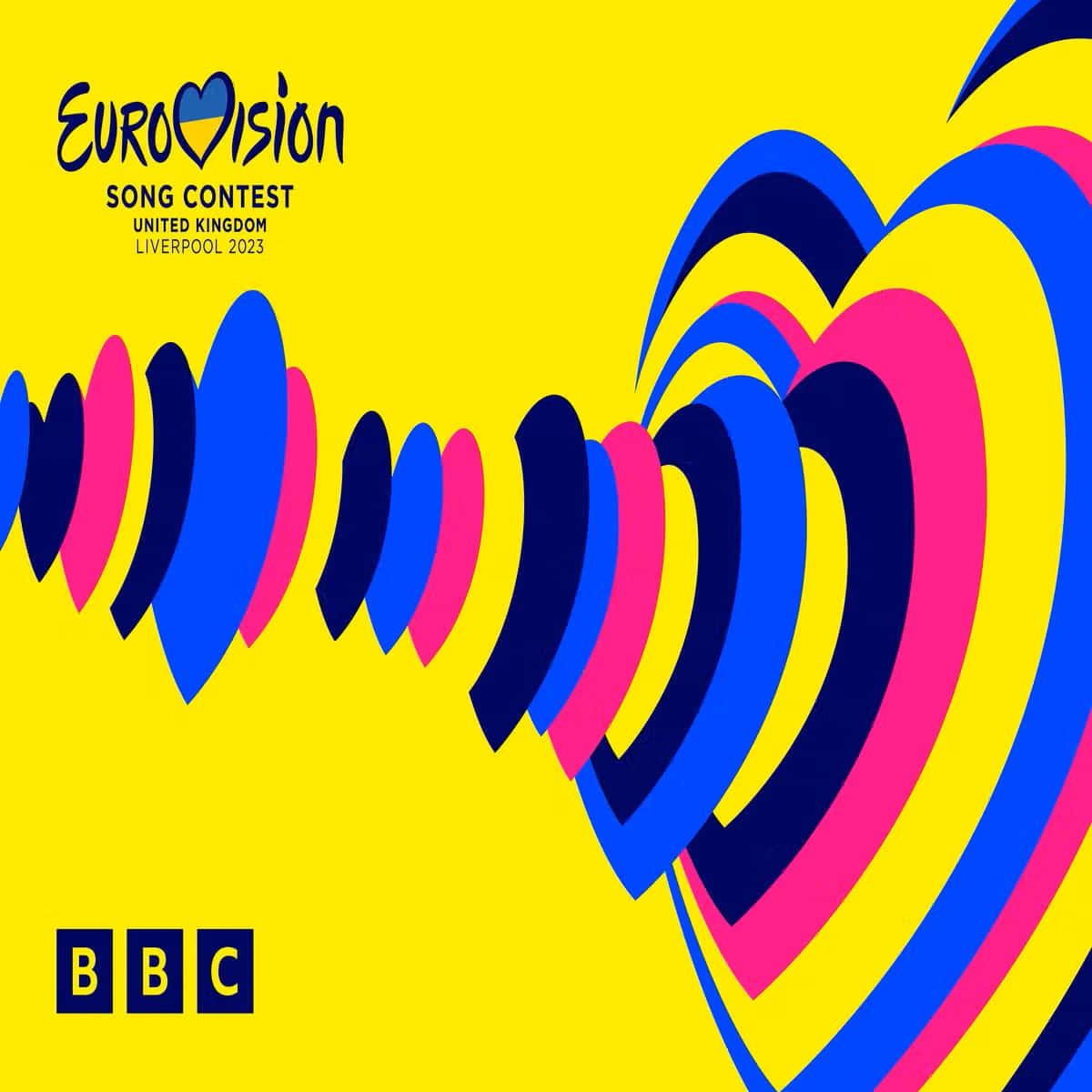 Eurovision 2023, vibrant yellow, bold blue, SD Desktop Wallpaper