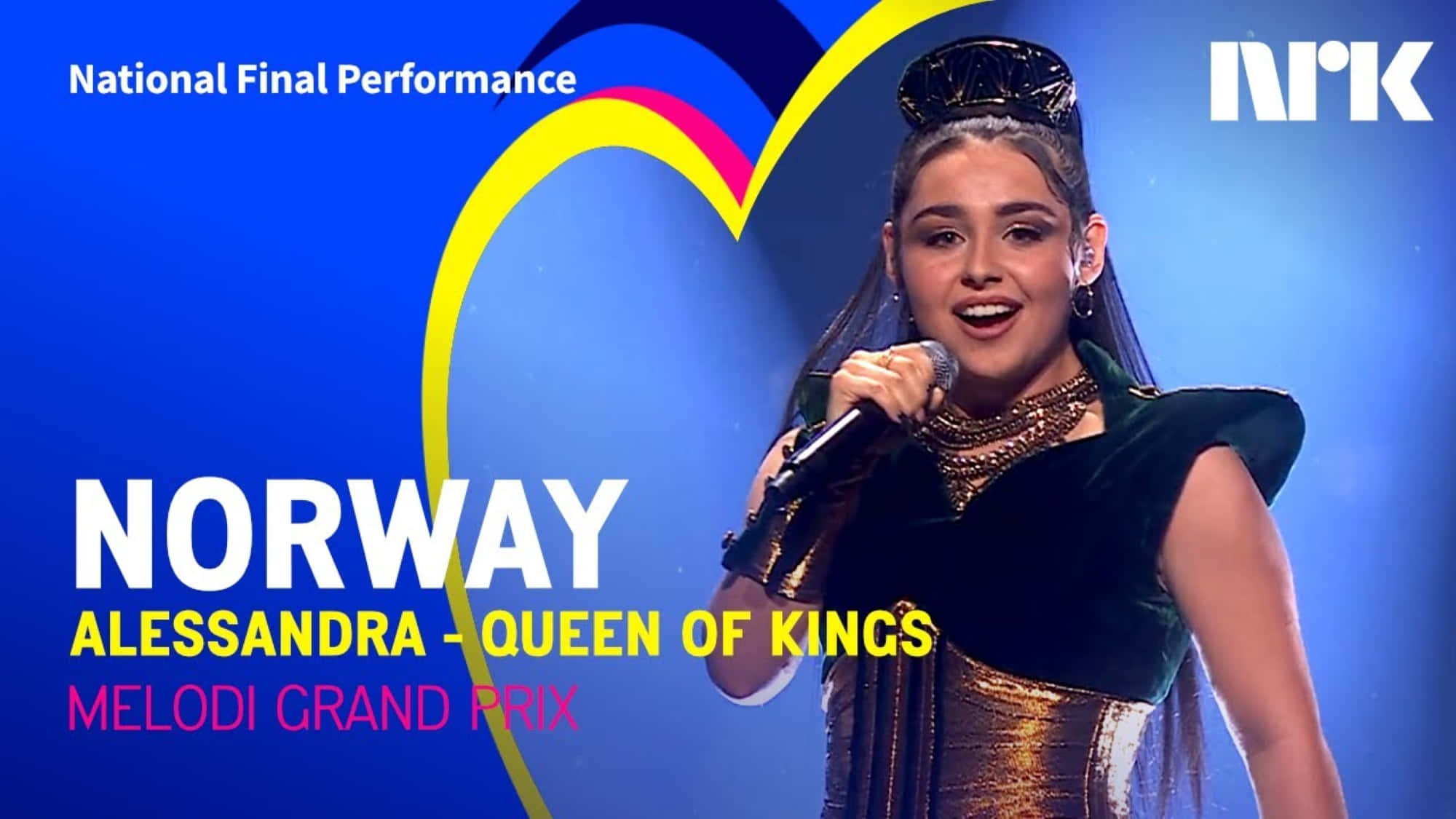 Eurovision 2023, vibrant blue stage backdrop, large heart graphic, Full HD Desktop Wallpaper