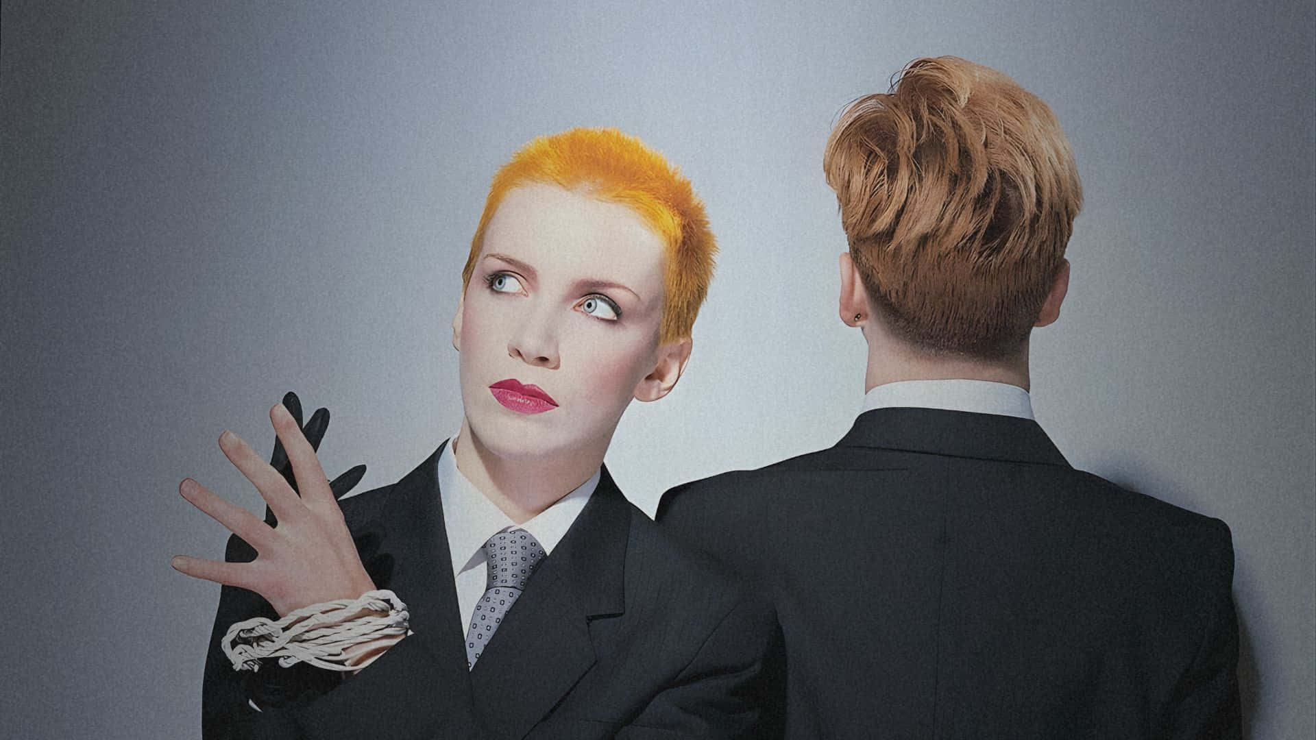Eurythmics, bright orange hair, suit, Full HD Desktop Wallpaper