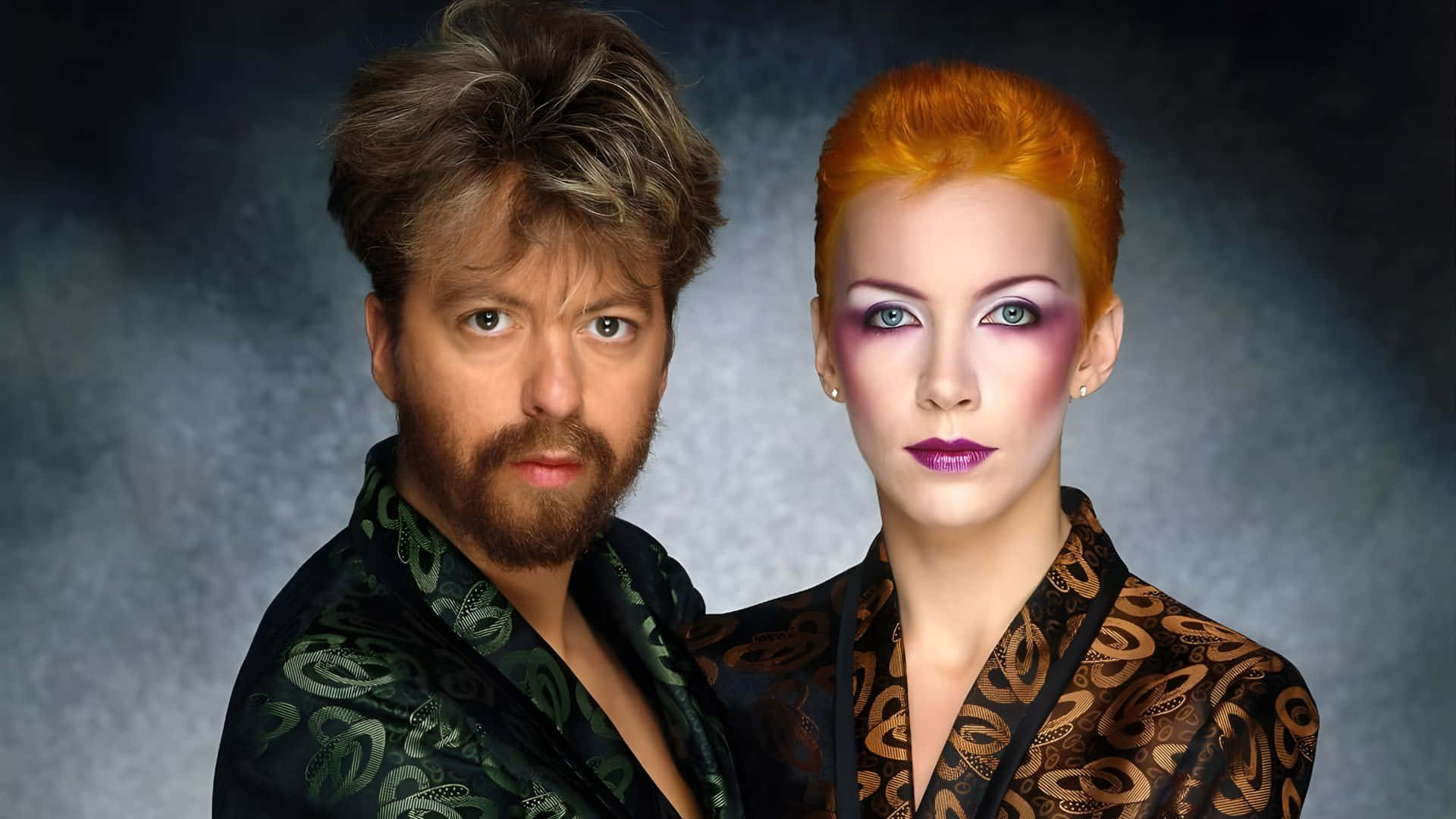 Eurythmics, tousled brown hair, beard, Full HD Desktop Wallpaper