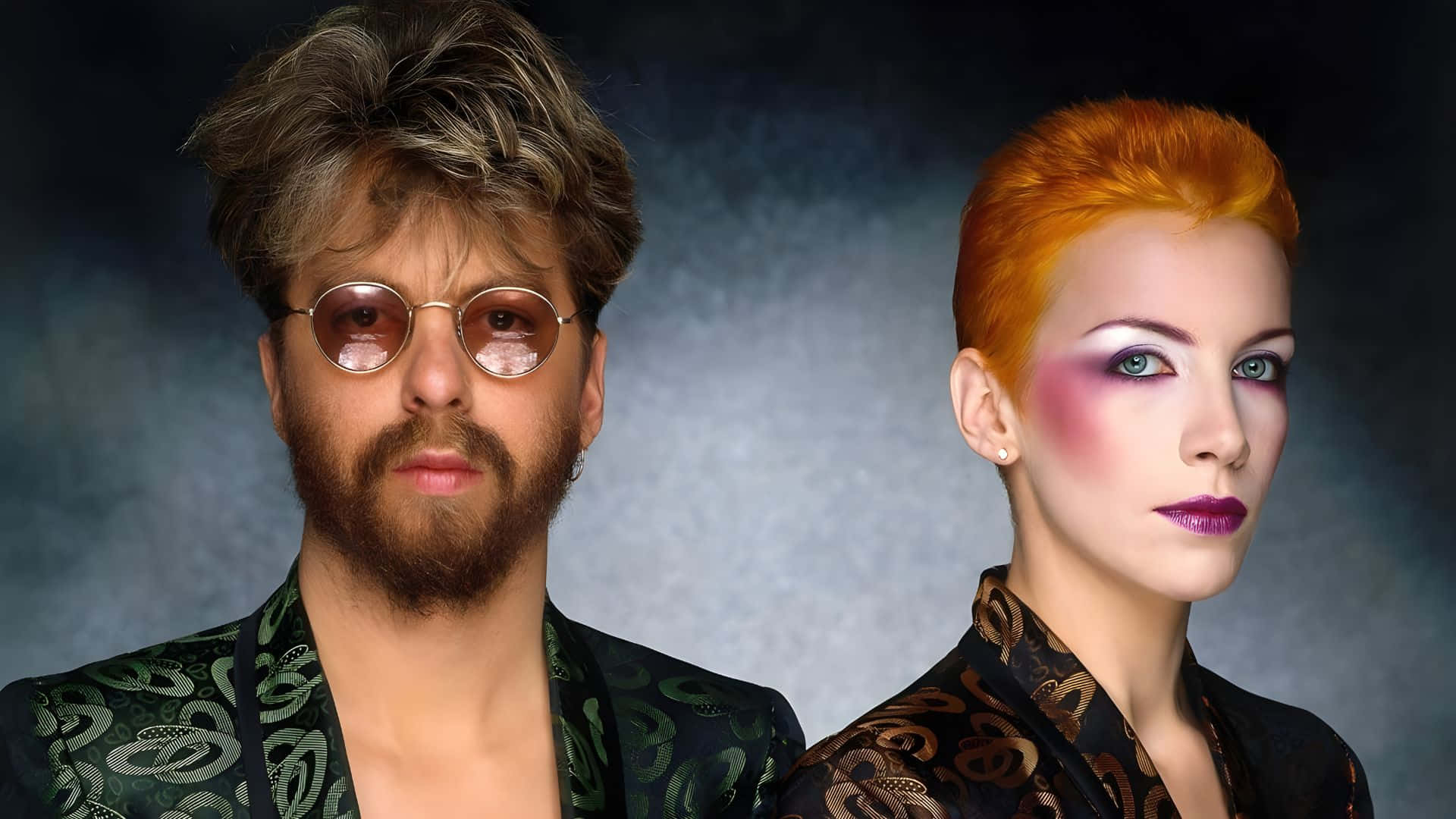 Eurythmics, tousled hair, round glasses, Full HD Desktop Wallpaper