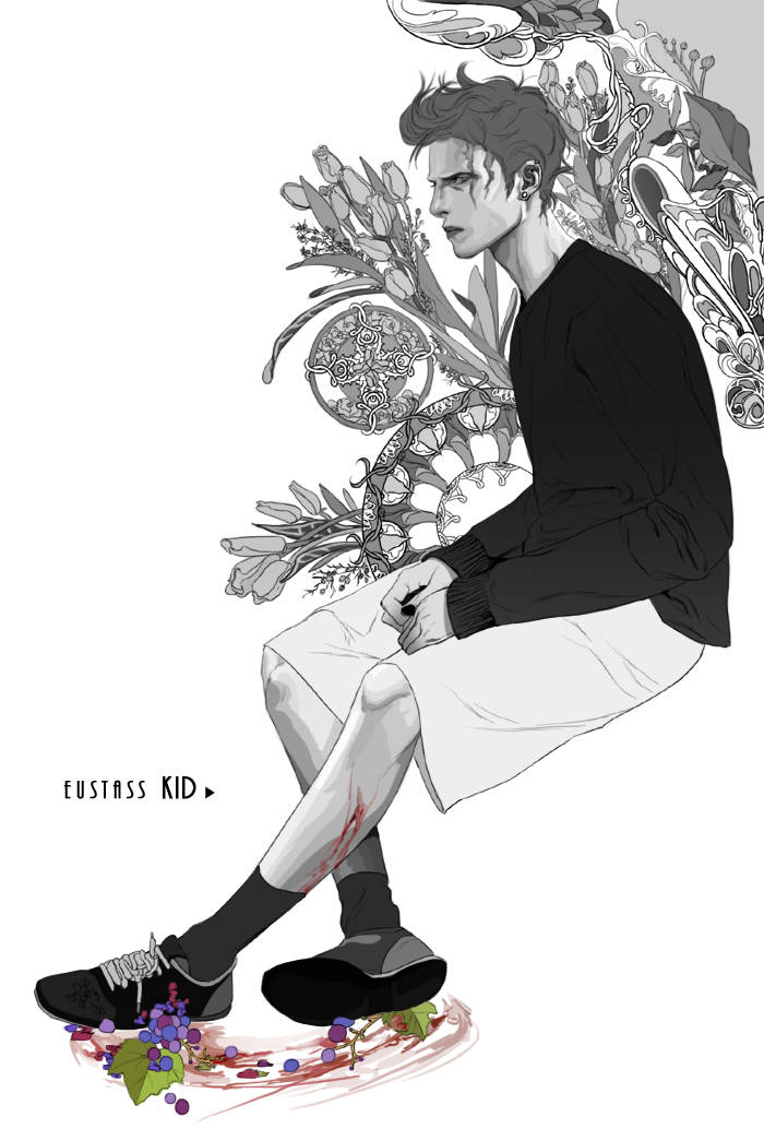 Eustass Kid, greyscale, modern art, SD Phone Wallpaper