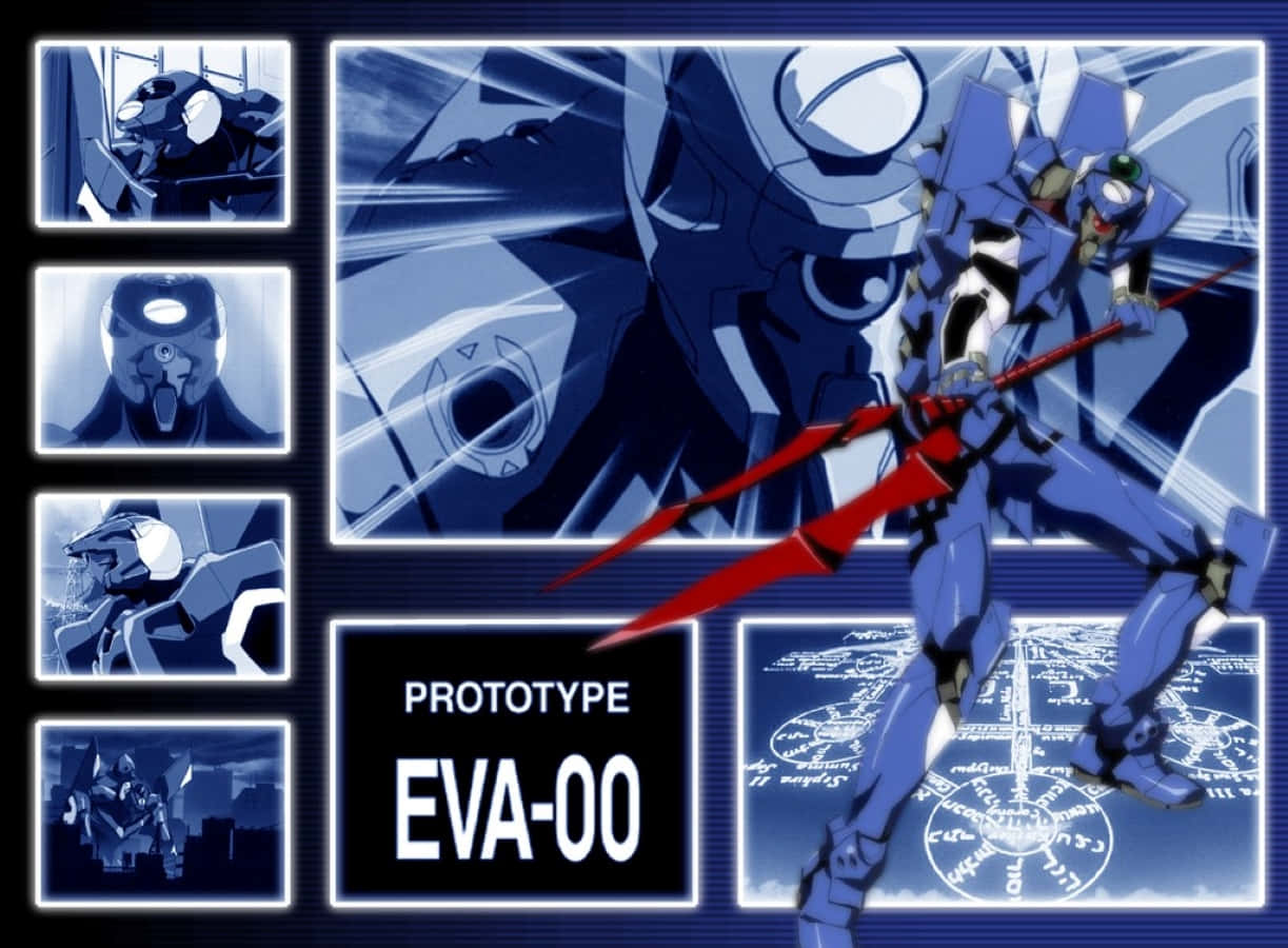 EVA-00, blue and white, dark blue background, SD Desktop Wallpaper