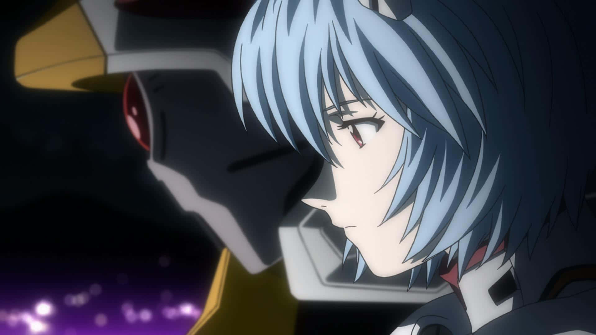 Eva-00, blue-haired anime girl, red eyes, Full HD Desktop Wallpaper