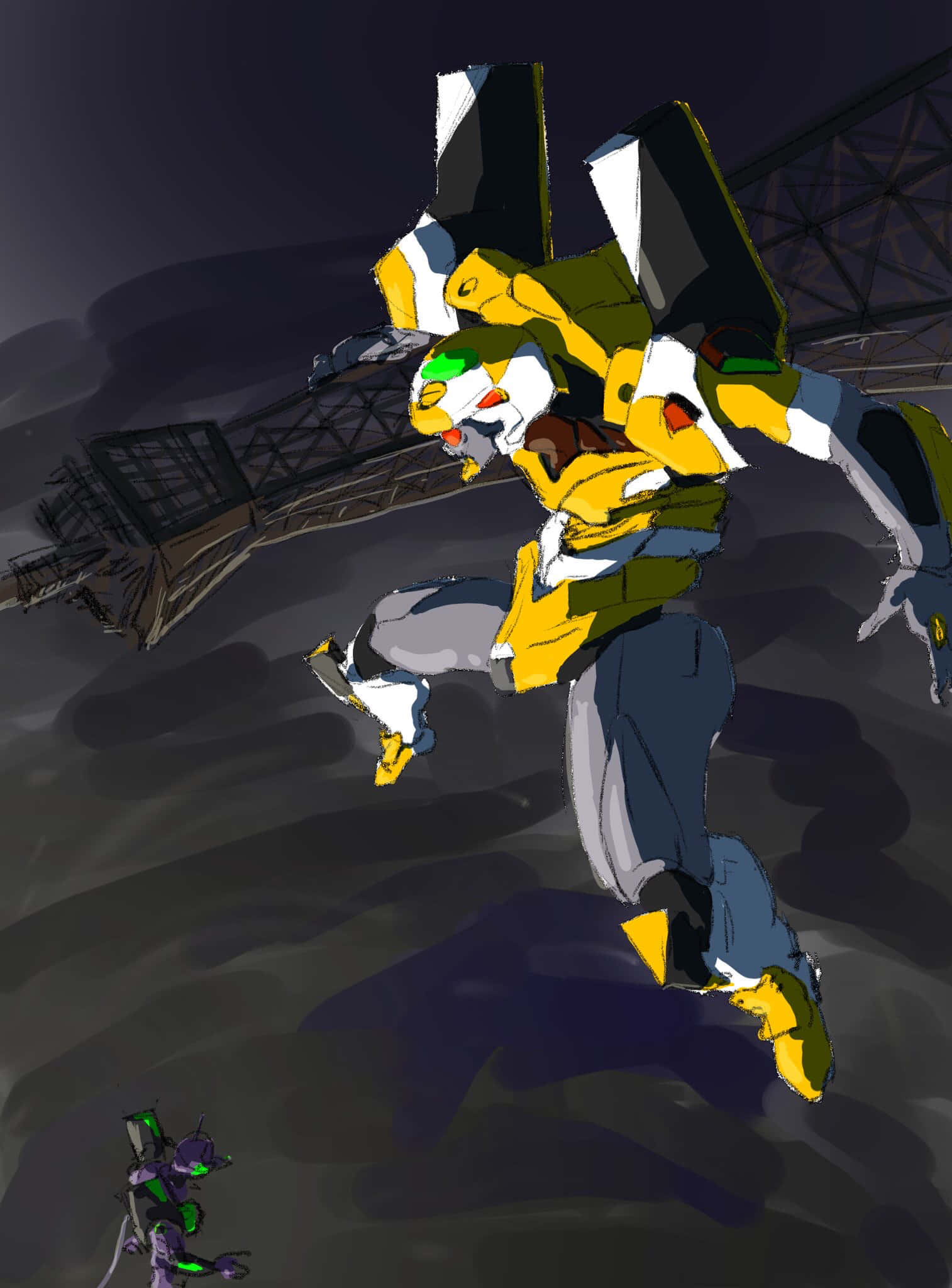 Eva-00, yellow and white, mecha robot, Full HD Phone Wallpaper
