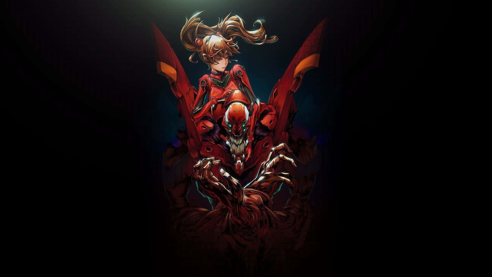 Eva-02, red armor, monstrous red creature, Full HD Desktop Wallpaper