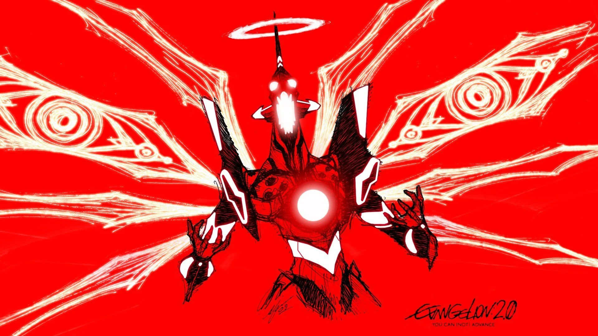 Eva-02, red, white, Full HD Desktop Wallpaper