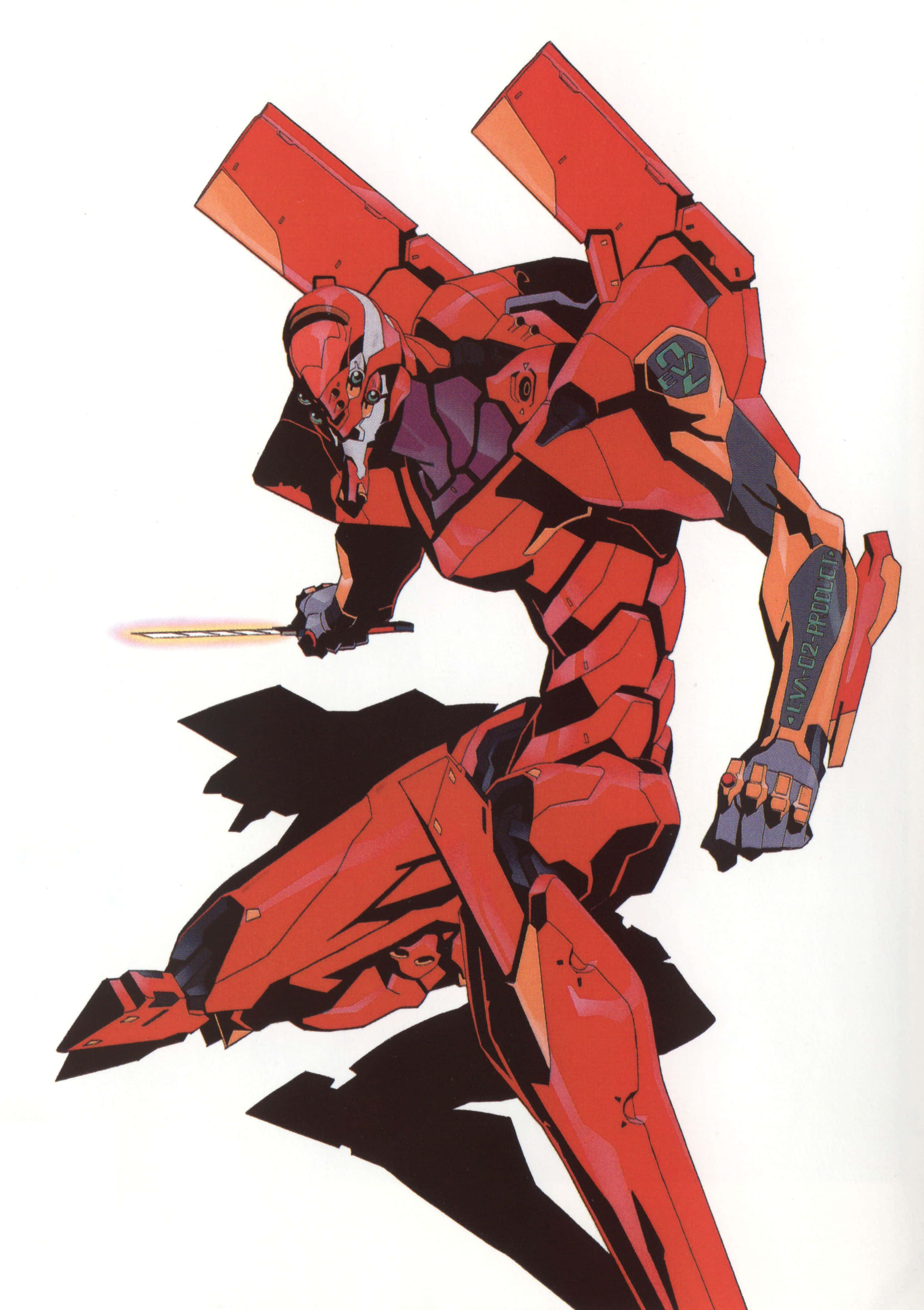 Eva-02, red and black mecha, glowing sword, 4K Phone Wallpaper