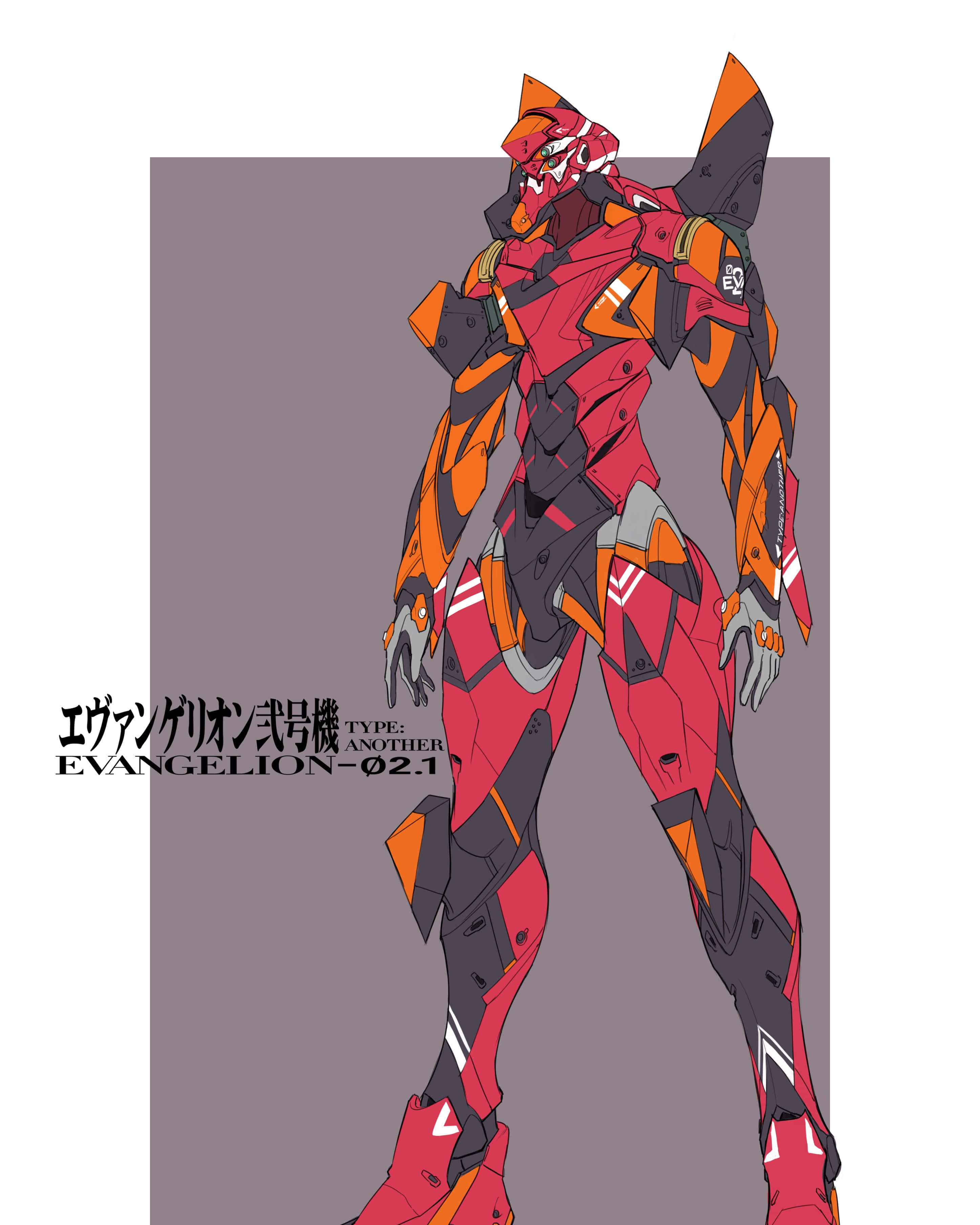 Eva-02, red and orange, futuristic city, 2K Phone Wallpaper