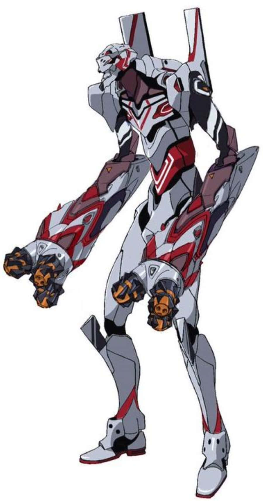 Eva-04, white red and gray mecha, glowing orange hands, HD Phone Wallpaper
