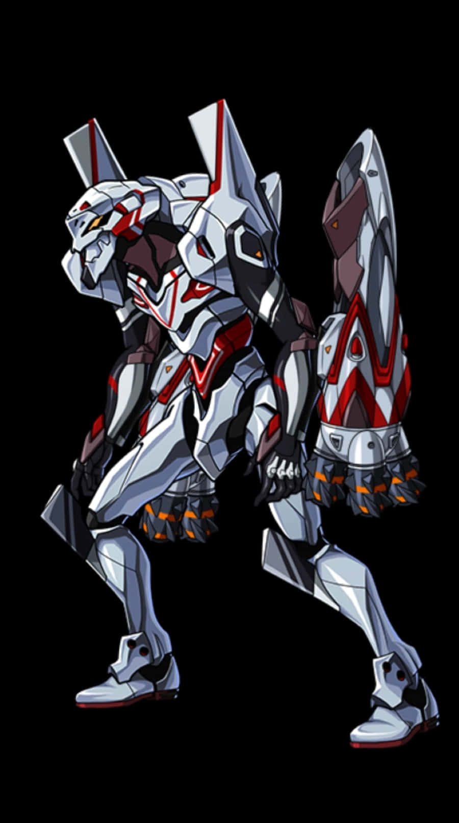 Eva-04, white and red mecha, angular armor, HD Phone Wallpaper