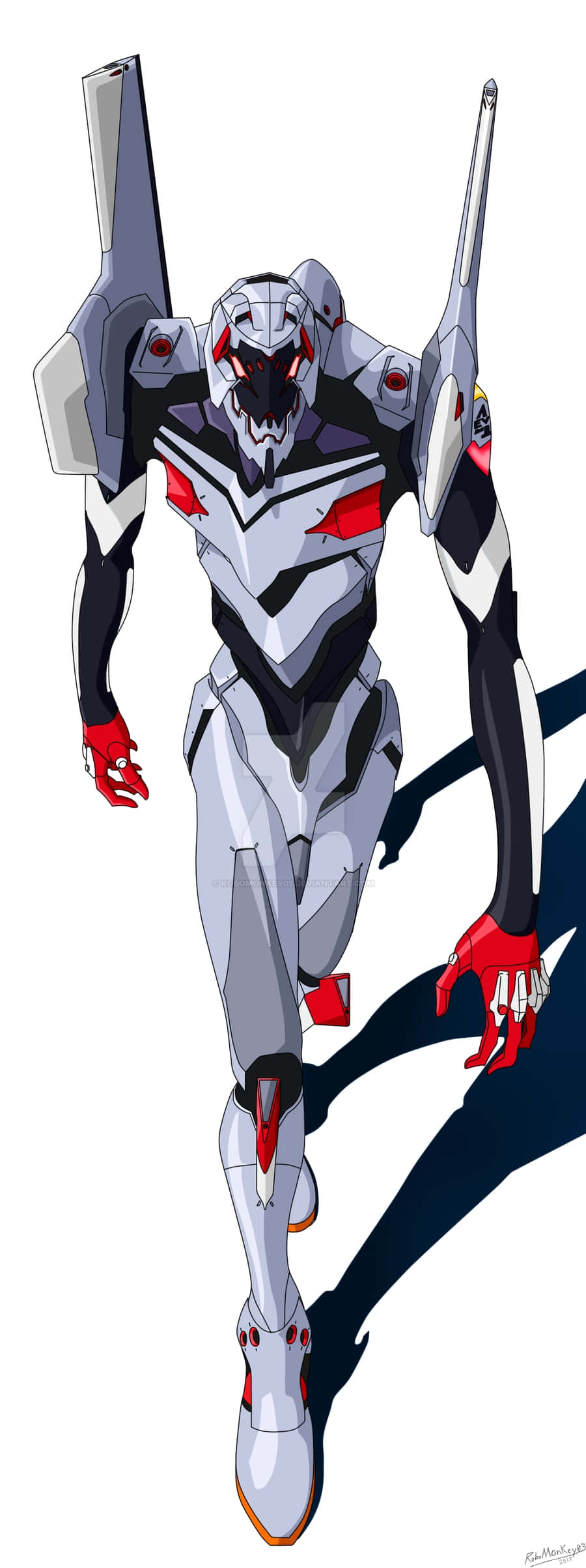Eva-04, white red and black, anime mecha, Full HD Phone Wallpaper