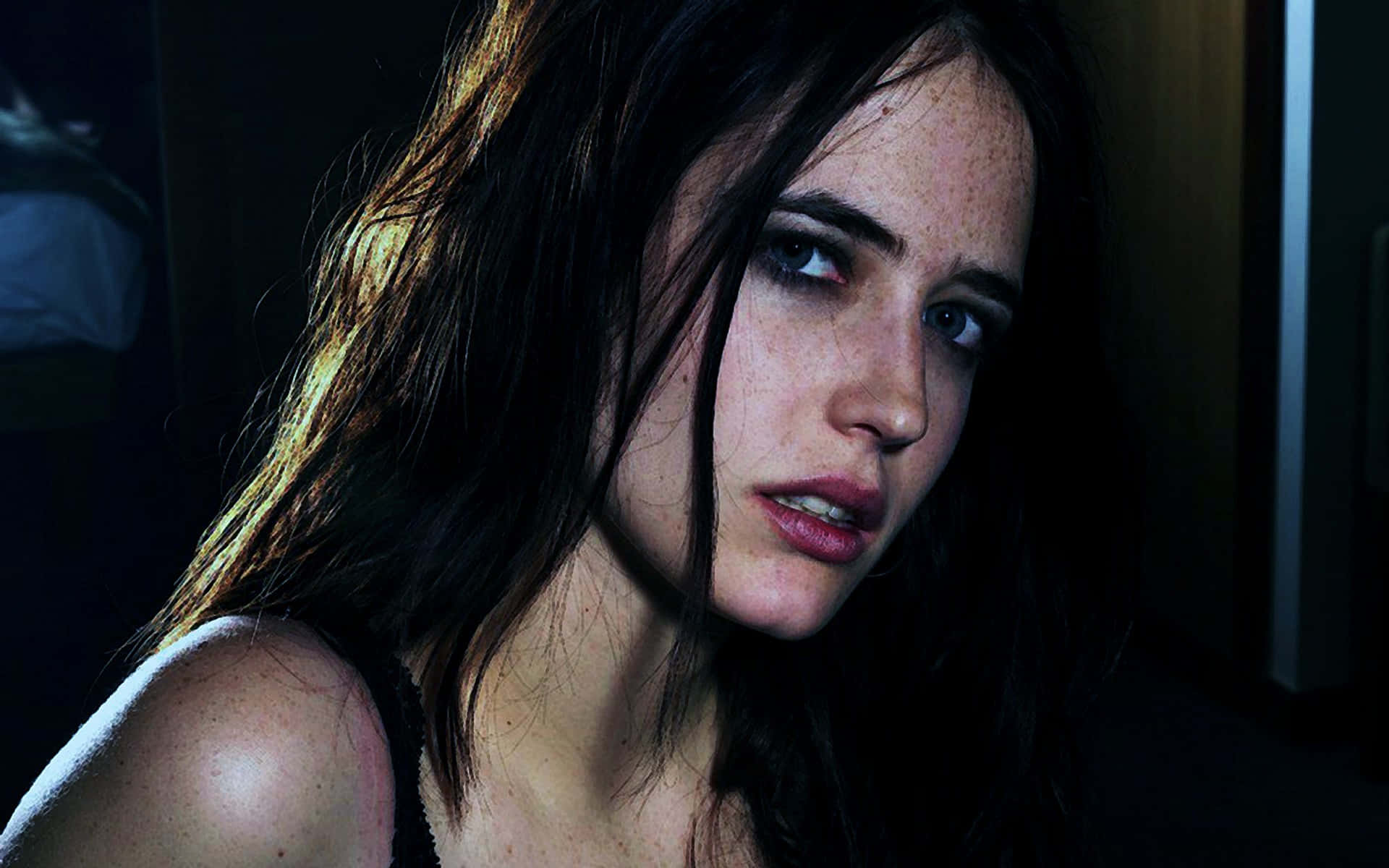 Eva Green, dark hair, freckles, Full HD Desktop Wallpaper