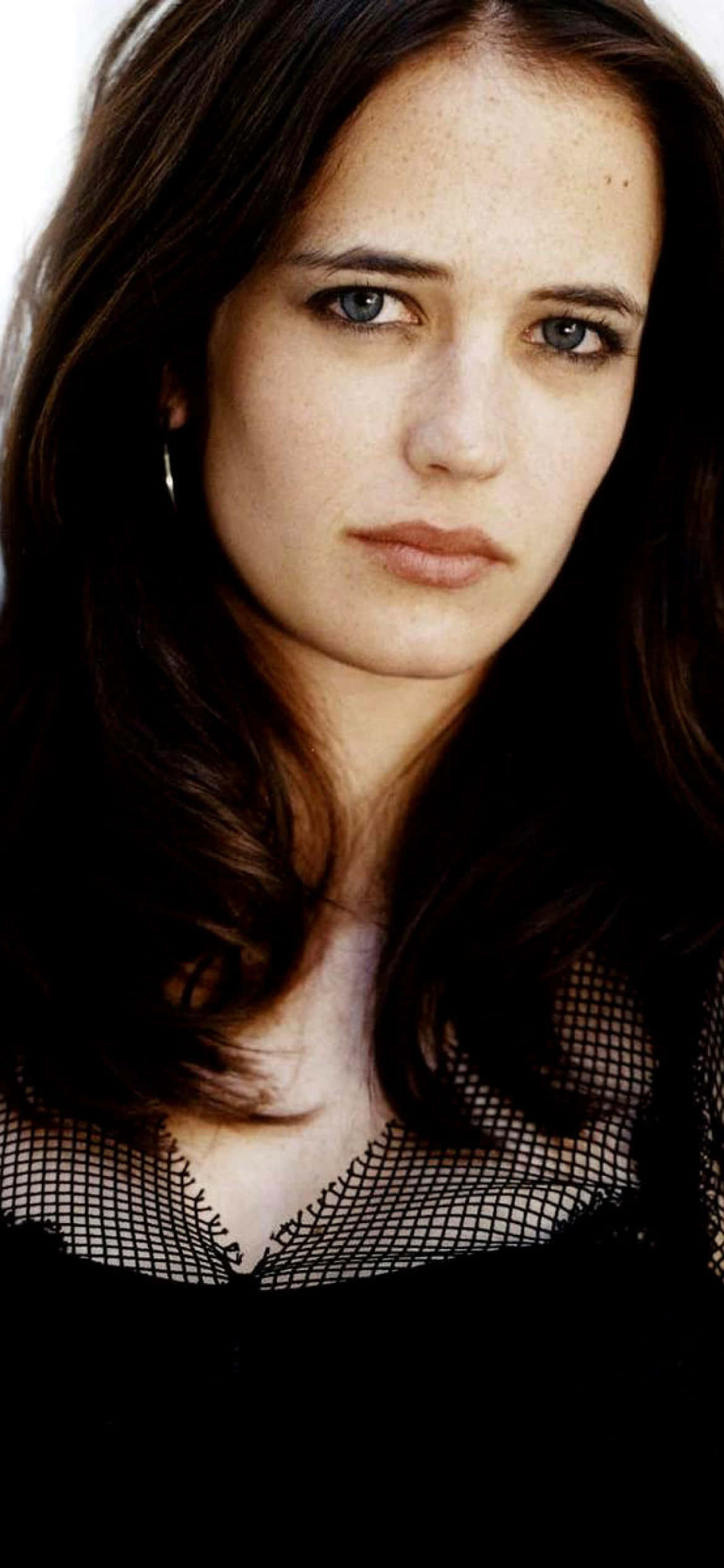 Eva Green, black mesh top, dark hair, Full HD Phone Wallpaper