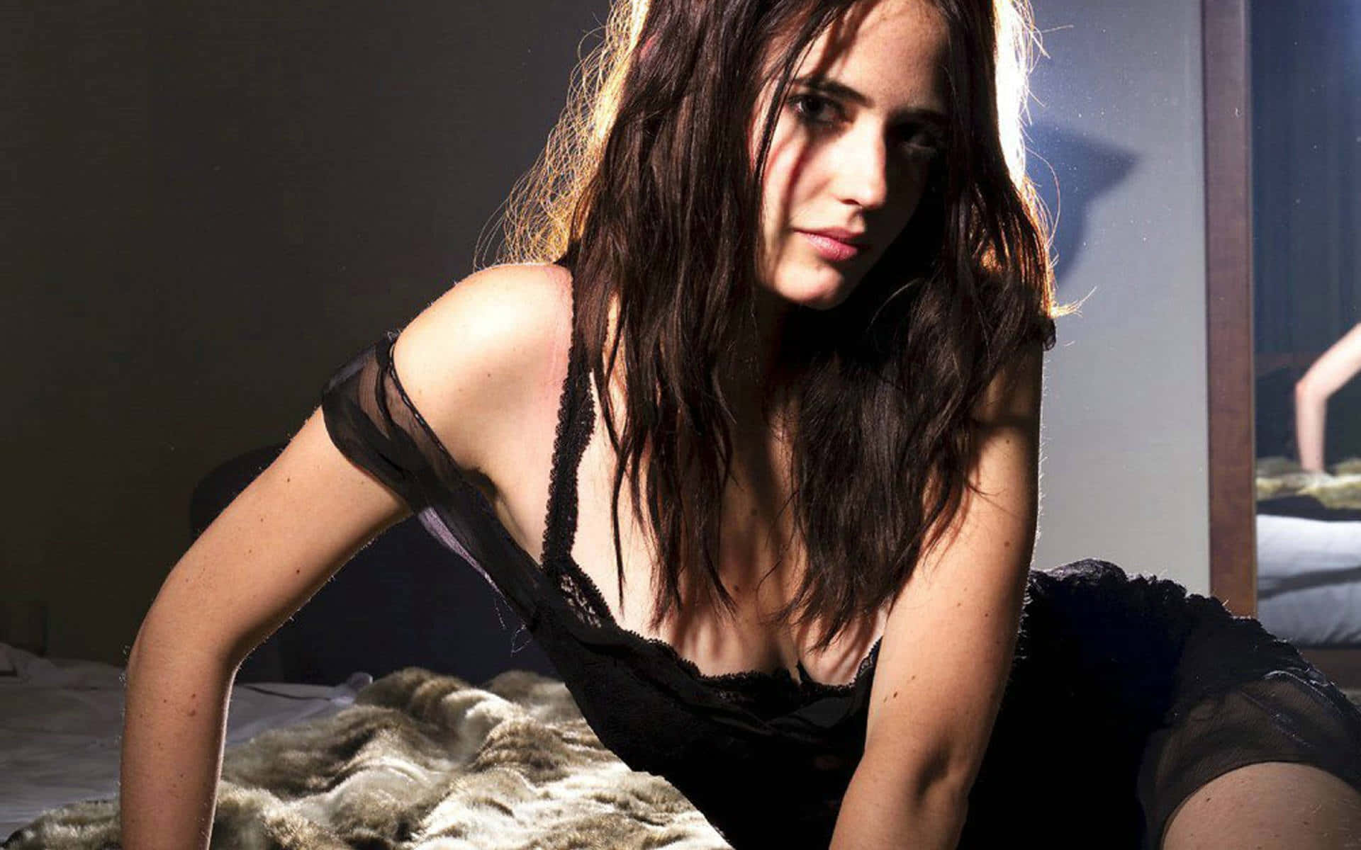 Eva Green, black dress, dark hair, Full HD Desktop Wallpaper