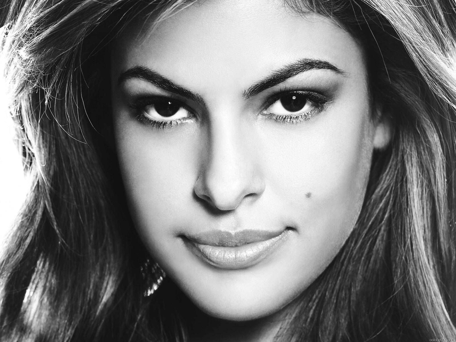 Eva Mendes, greyscale, close up, HD Desktop Wallpaper