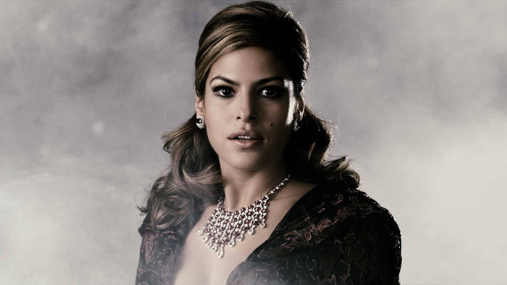 Eva Mendes, dark hair, bold makeup, Full HD Desktop Wallpaper