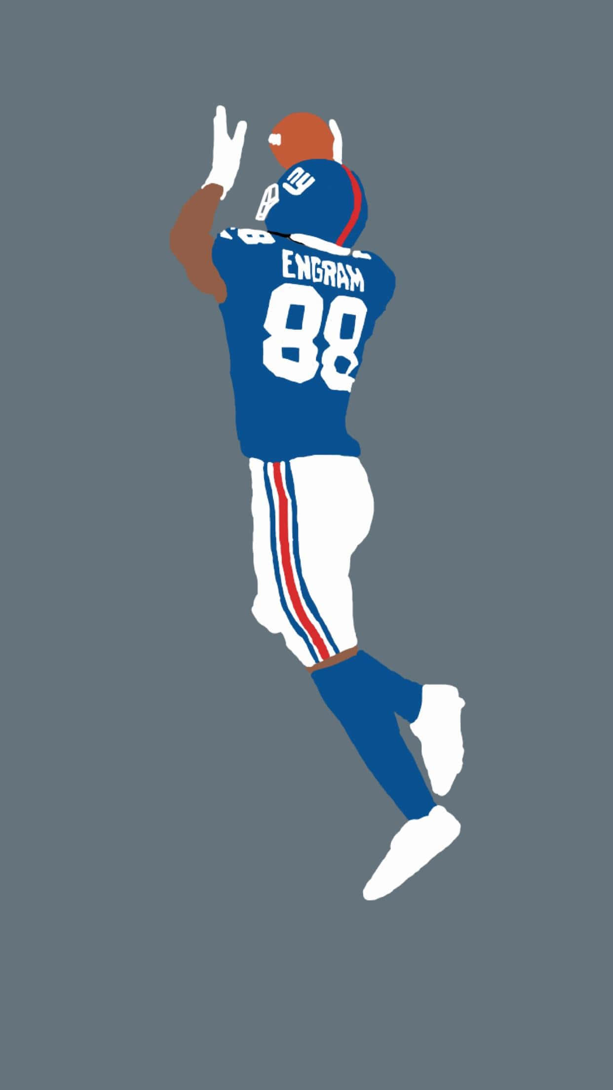 Evan Engram, blue Giants uniform, orange football, Full HD Phone Wallpaper
