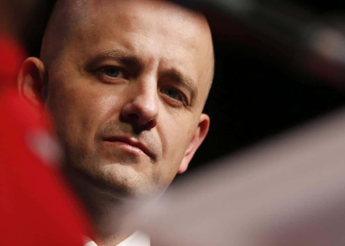 Evan Mcmullin, bald man, serious expression, SD Desktop Wallpaper
