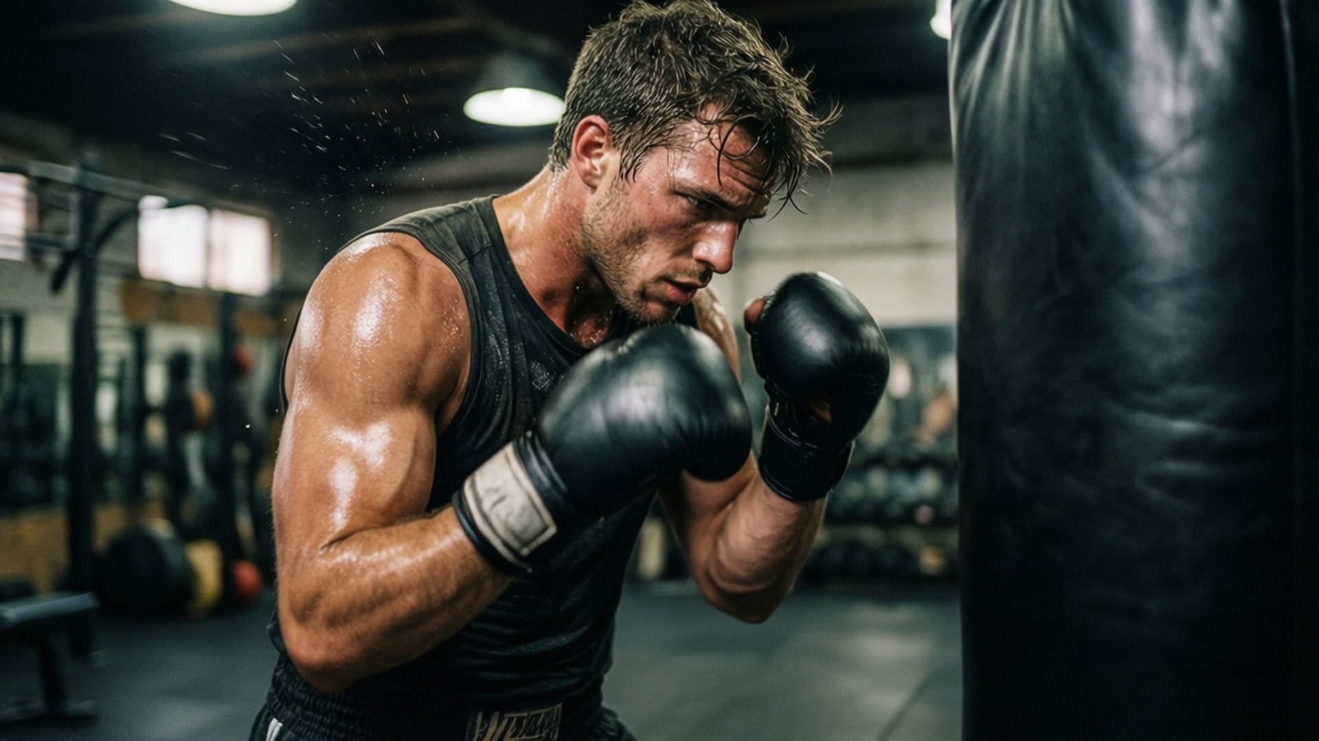 Evan Tanner, gym, heavy bag, Full HD Desktop Wallpaper