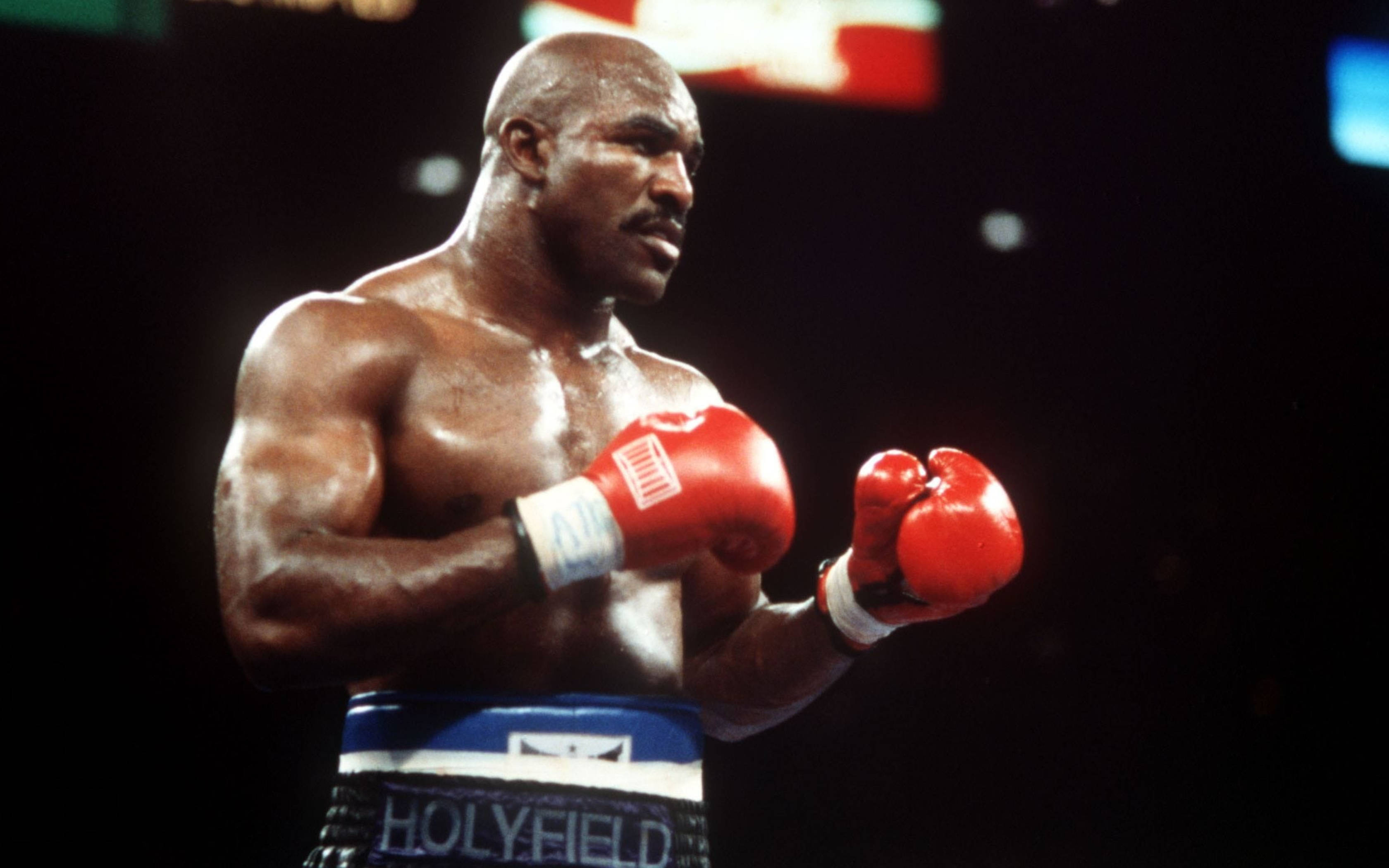 Evander Holyfield, red gloves, blue trunks, 2K Desktop Wallpaper